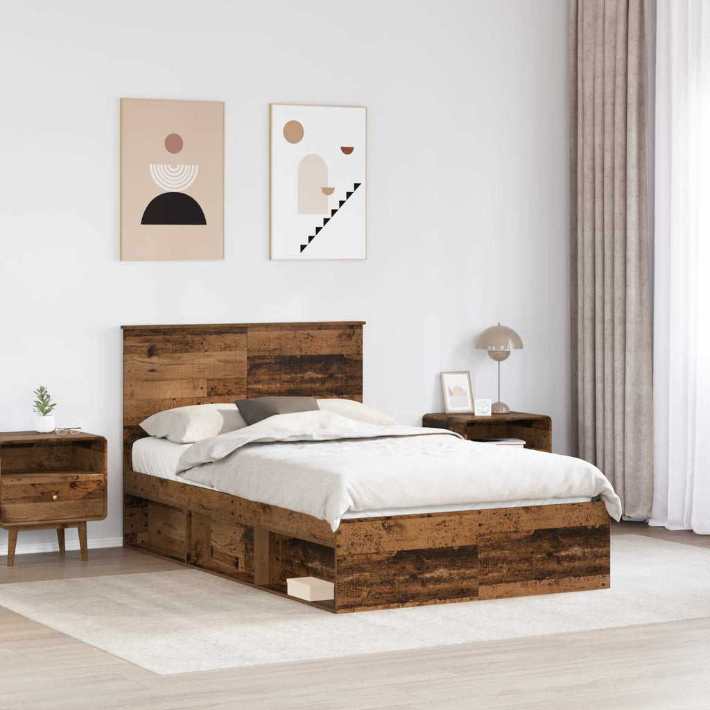 vidaXL Ramka łóżka Stare drewno 120 x 190 cm Lite drewno sosnowe