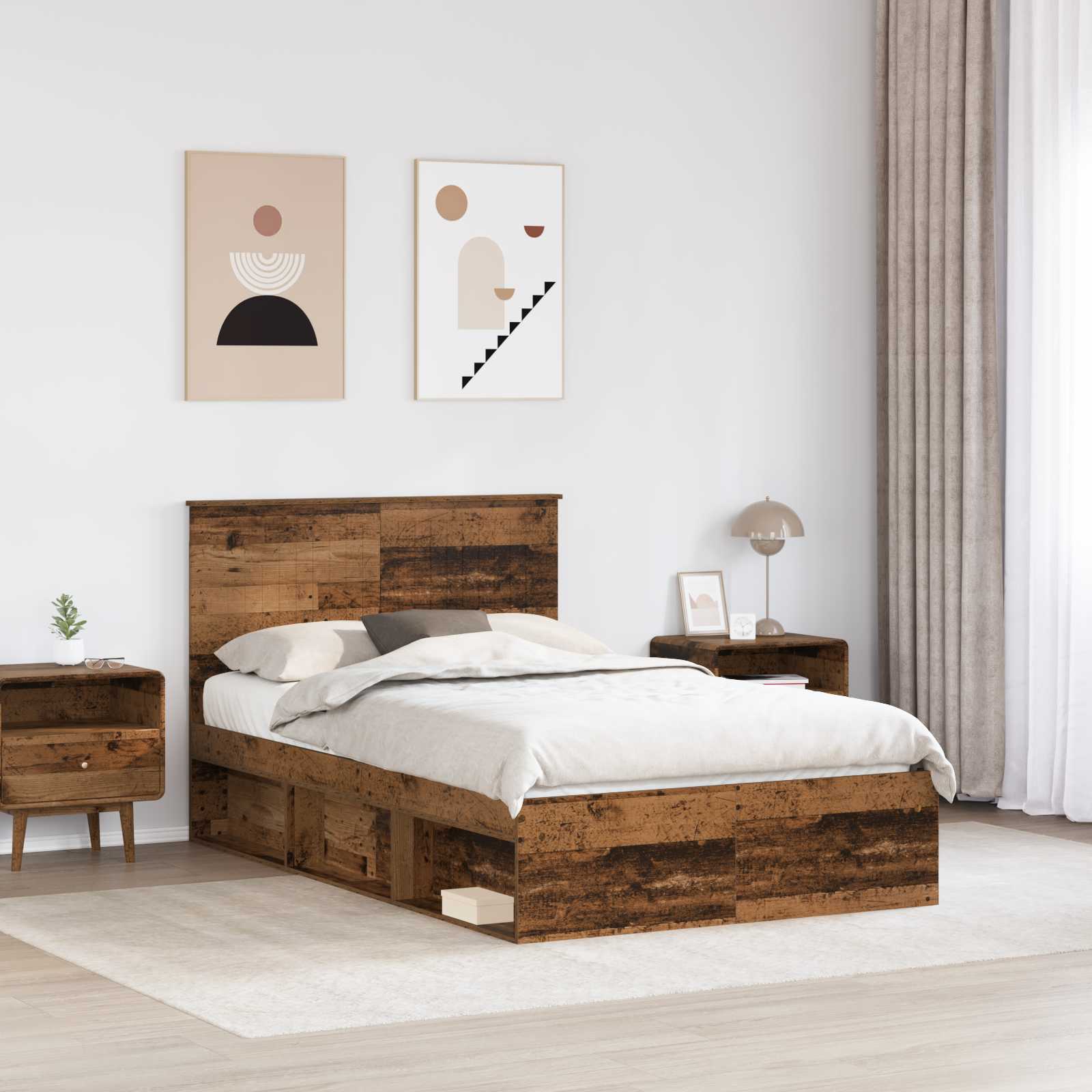 vidaXL Ramka łóżka Stare drewno 120 x 190 cm Lite drewno sosnowe
