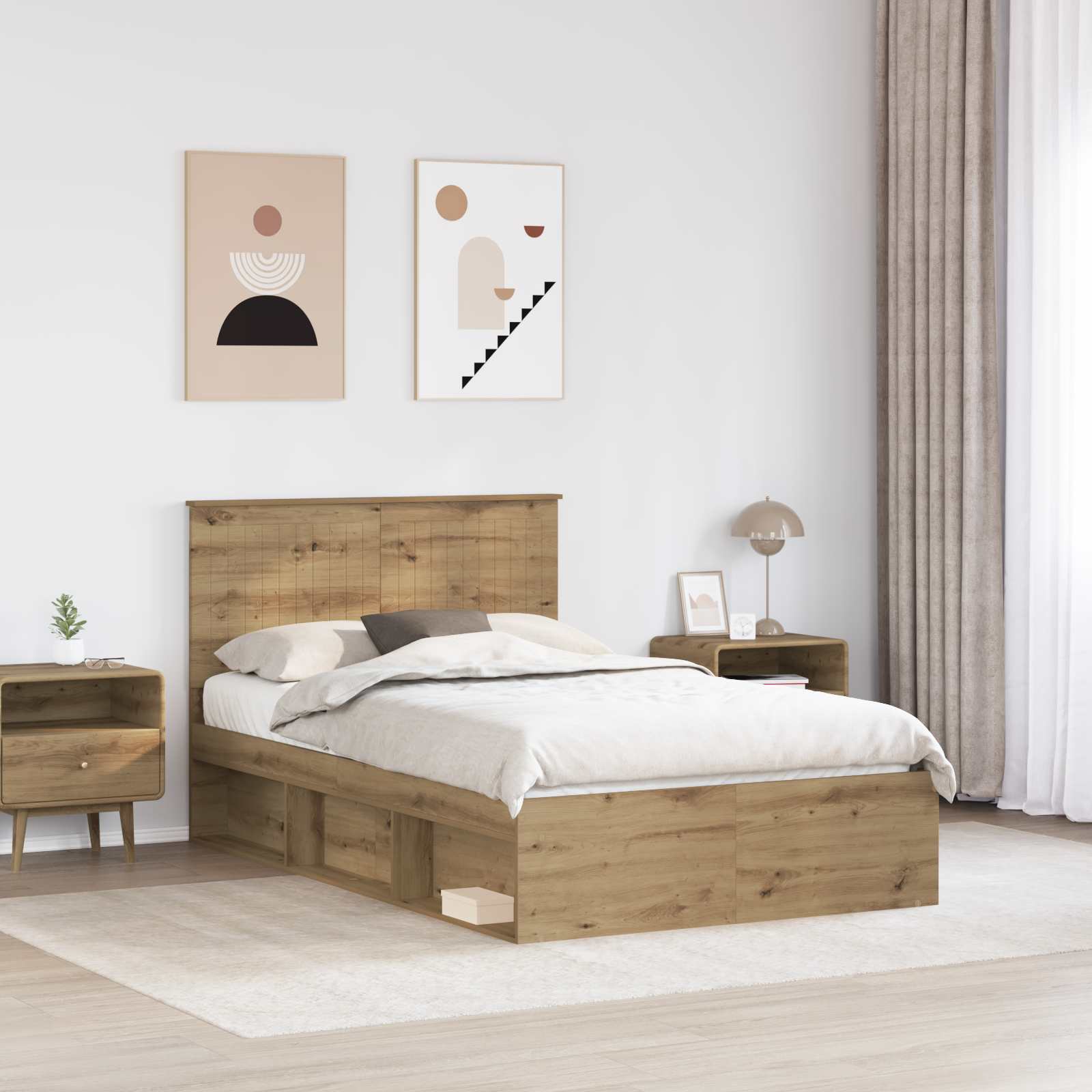 vidaXL Ramka łóżka Dąb rzemieślniczy 120 x 190 cm Lite drewno sosnowe