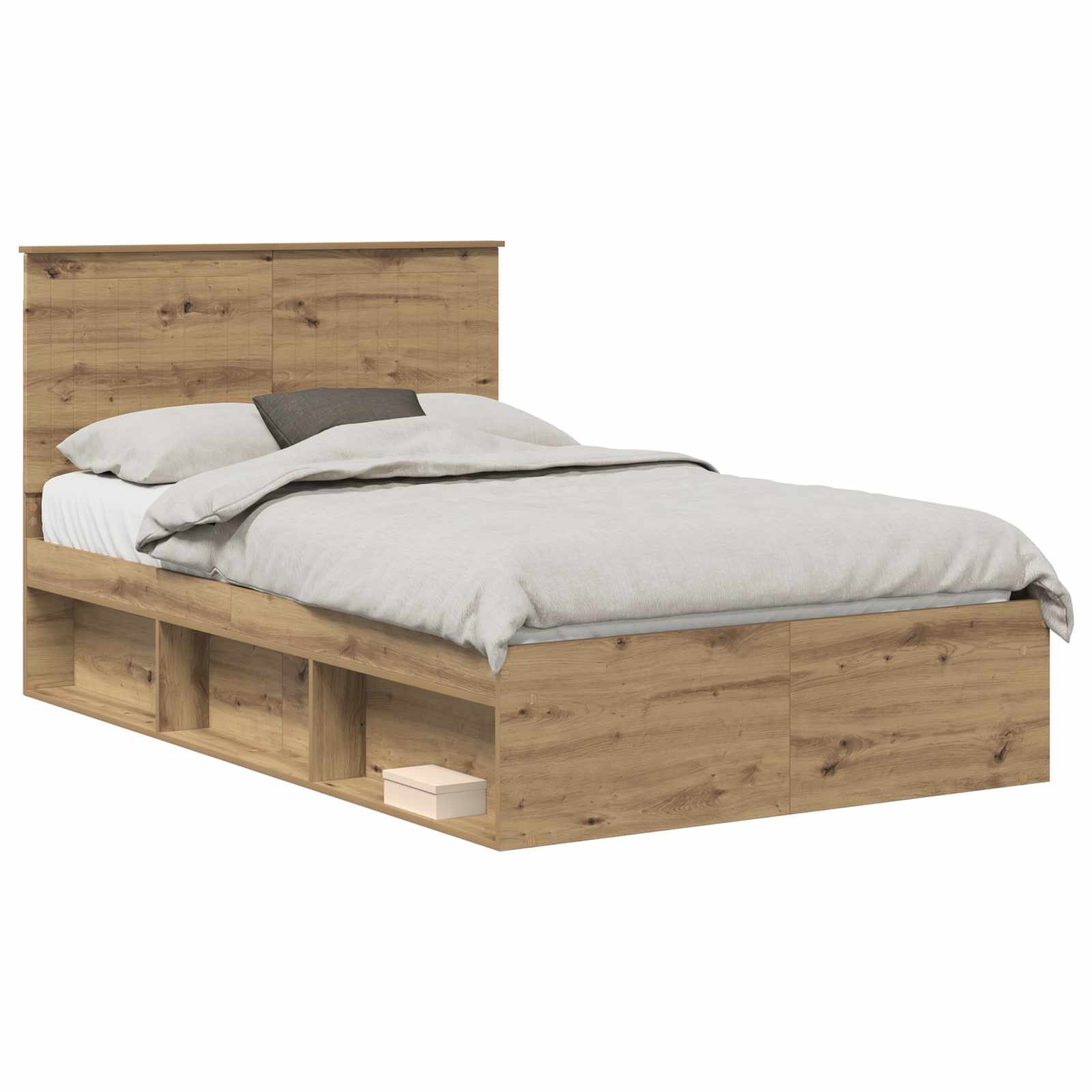 vidaXL Ramka łóżka Dąb rzemieślniczy 120 x 190 cm Lite drewno sosnowe