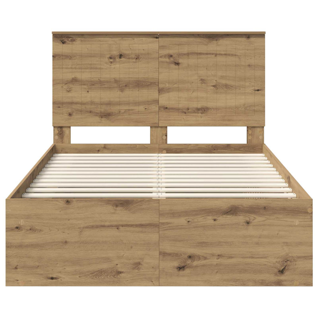 vidaXL Ramka łóżka Dąb rzemieślniczy 120 x 190 cm Lite drewno sosnowe