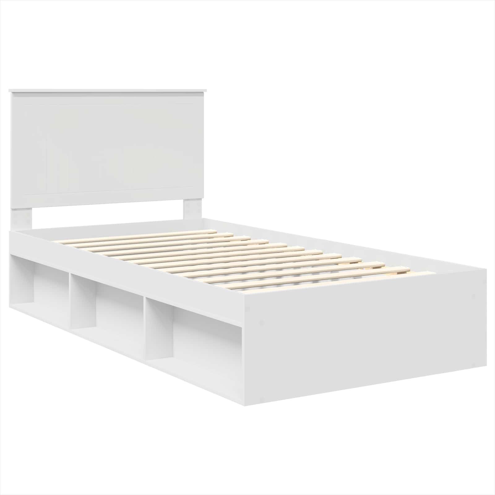 vidaXL Ramka łóżka Z zagłówkiem Biały 100 x 200 cm Lite drewno sosnowe