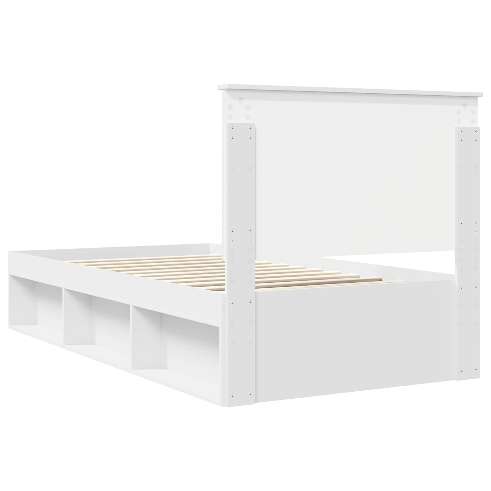 vidaXL Ramka łóżka Z zagłówkiem Biały 100 x 200 cm Lite drewno sosnowe