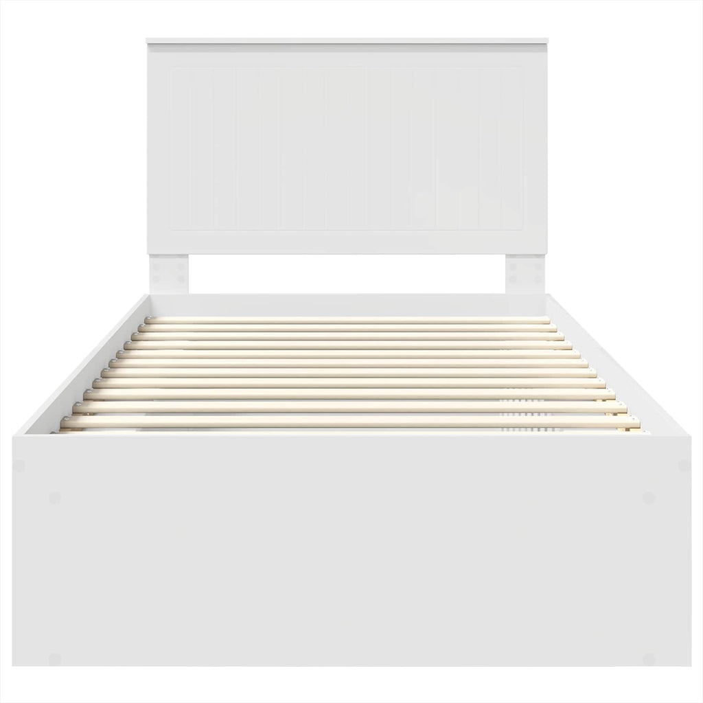 vidaXL Ramka łóżka Z zagłówkiem Biały 100 x 200 cm Lite drewno sosnowe