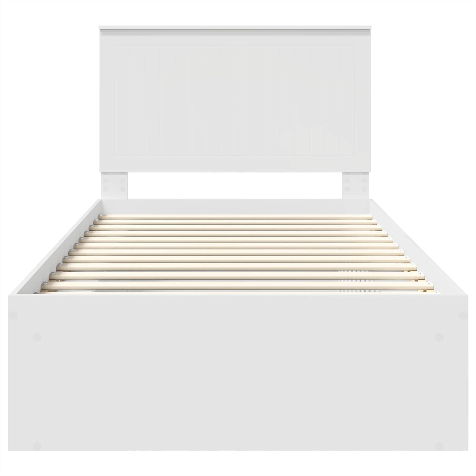 vidaXL Ramka łóżka Z zagłówkiem Biały 100 x 200 cm Lite drewno sosnowe