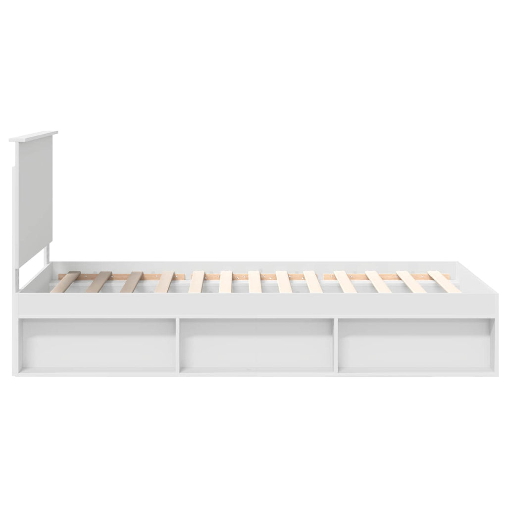 vidaXL Ramka łóżka Z zagłówkiem Biały 100 x 200 cm Lite drewno sosnowe