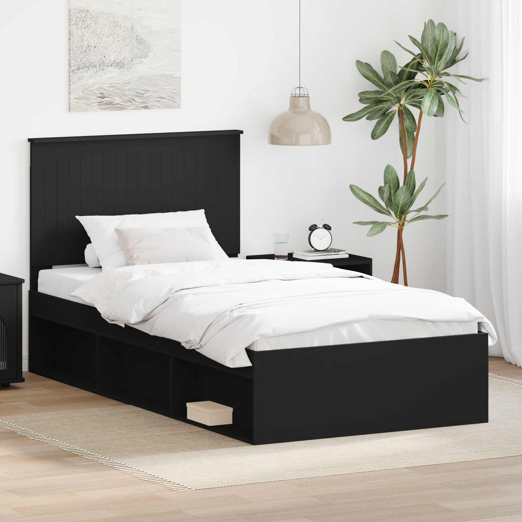 vidaXL Ramka łóżka Czarny 100 x 200 cm Lite drewno sosnowe