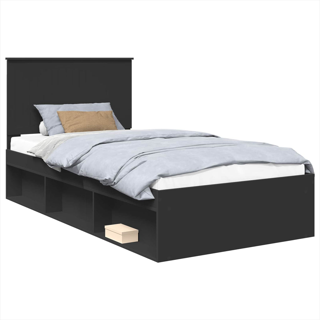 vidaXL Ramka łóżka Czarny 100 x 200 cm Lite drewno sosnowe