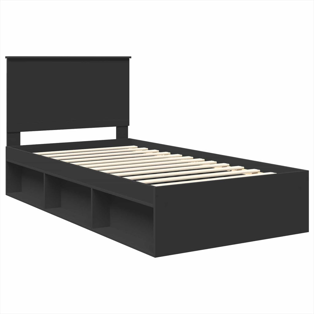 vidaXL Ramka łóżka Czarny 100 x 200 cm Lite drewno sosnowe