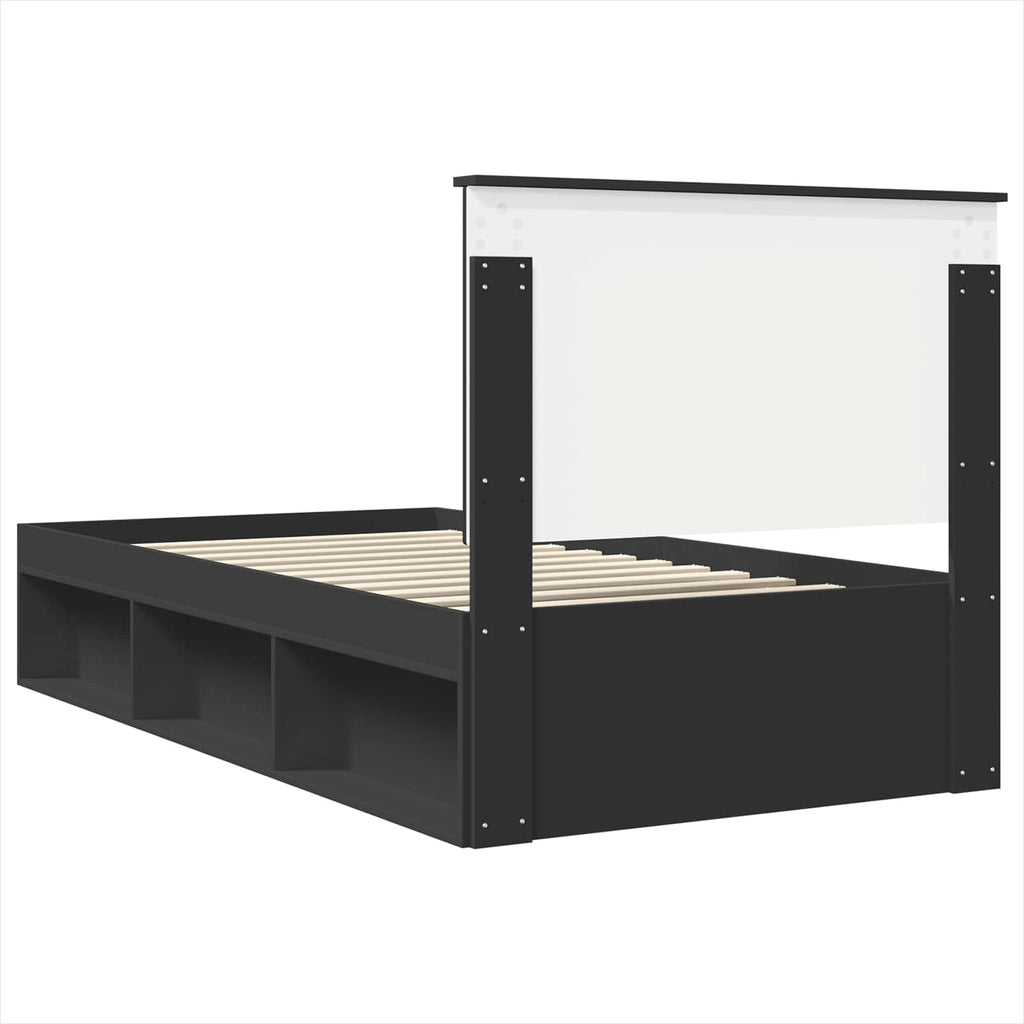 vidaXL Ramka łóżka Czarny 100 x 200 cm Lite drewno sosnowe