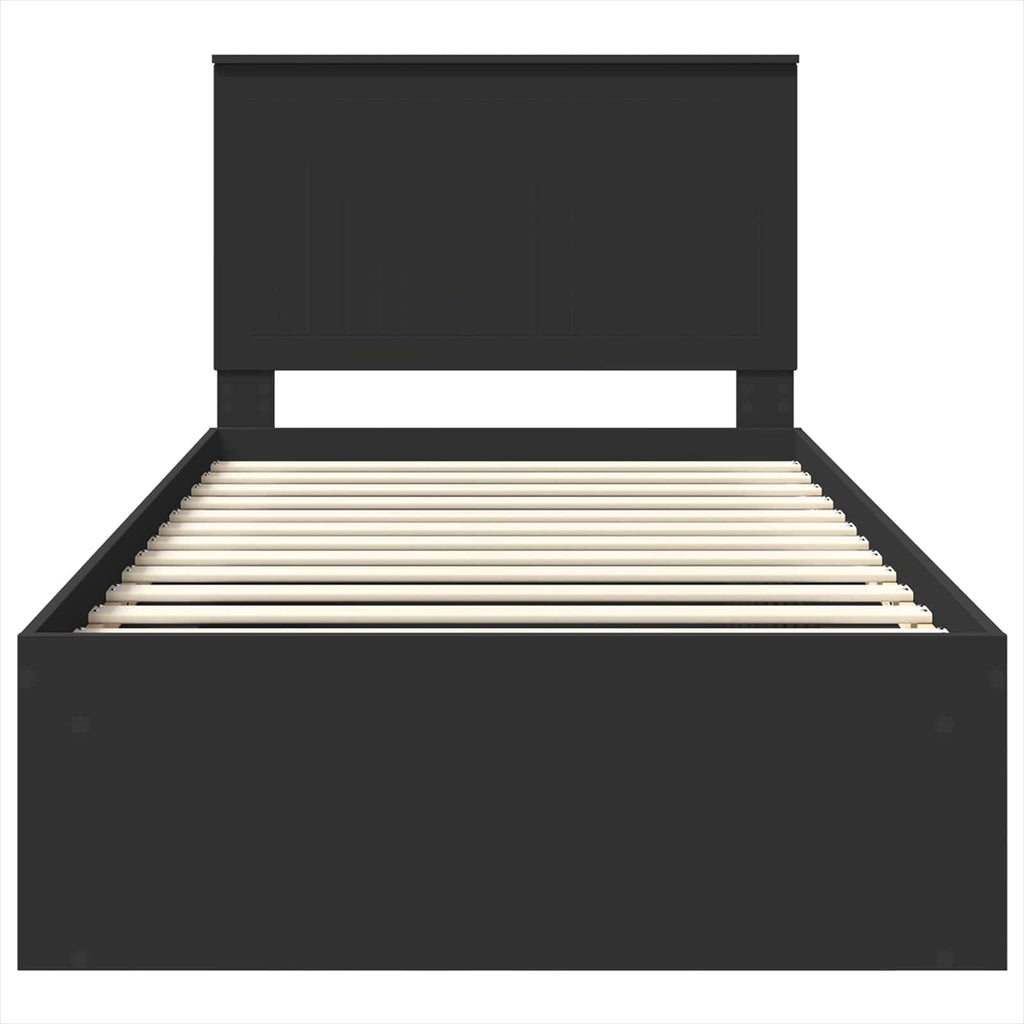 vidaXL Ramka łóżka Czarny 100 x 200 cm Lite drewno sosnowe
