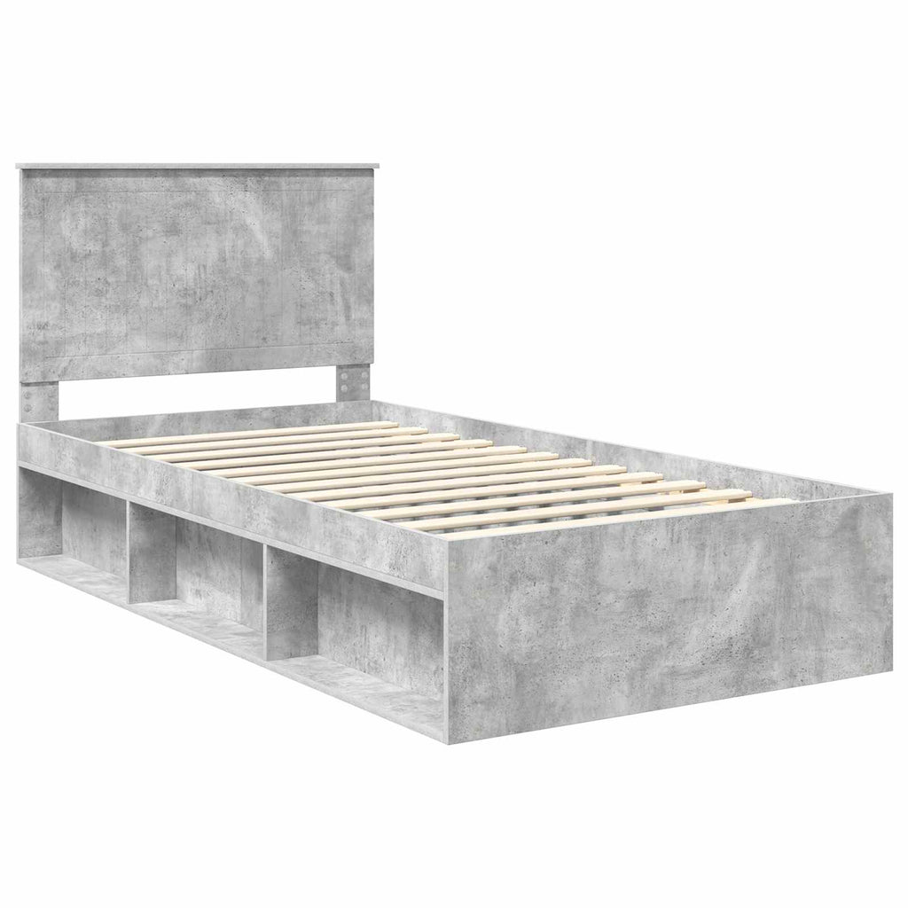 vidaXL Ramka łóżka Szary beton 100 x 200 cm Lite drewno sosnowe