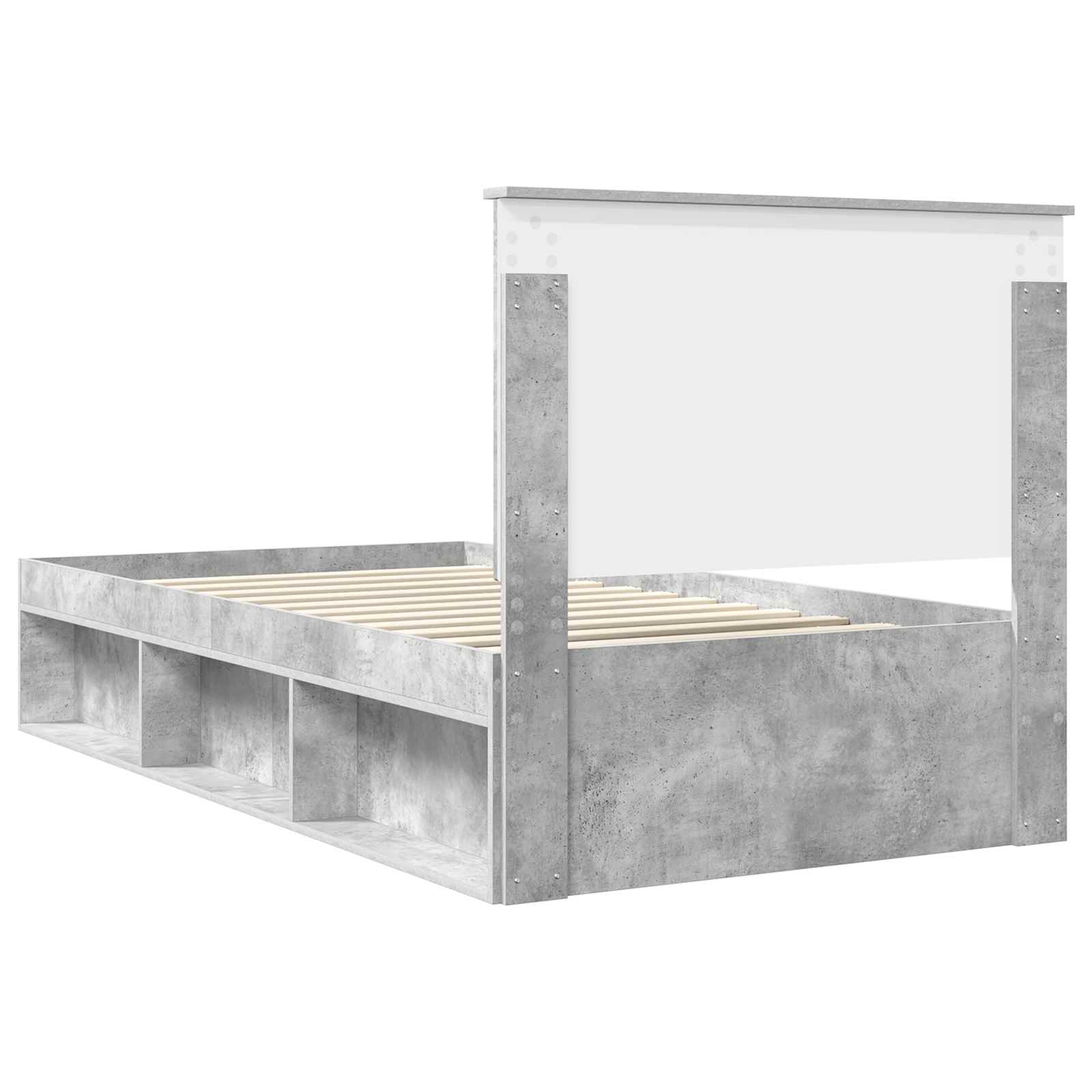 vidaXL Ramka łóżka Szary beton 100 x 200 cm Lite drewno sosnowe