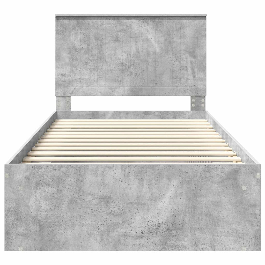 vidaXL Ramka łóżka Szary beton 100 x 200 cm Lite drewno sosnowe