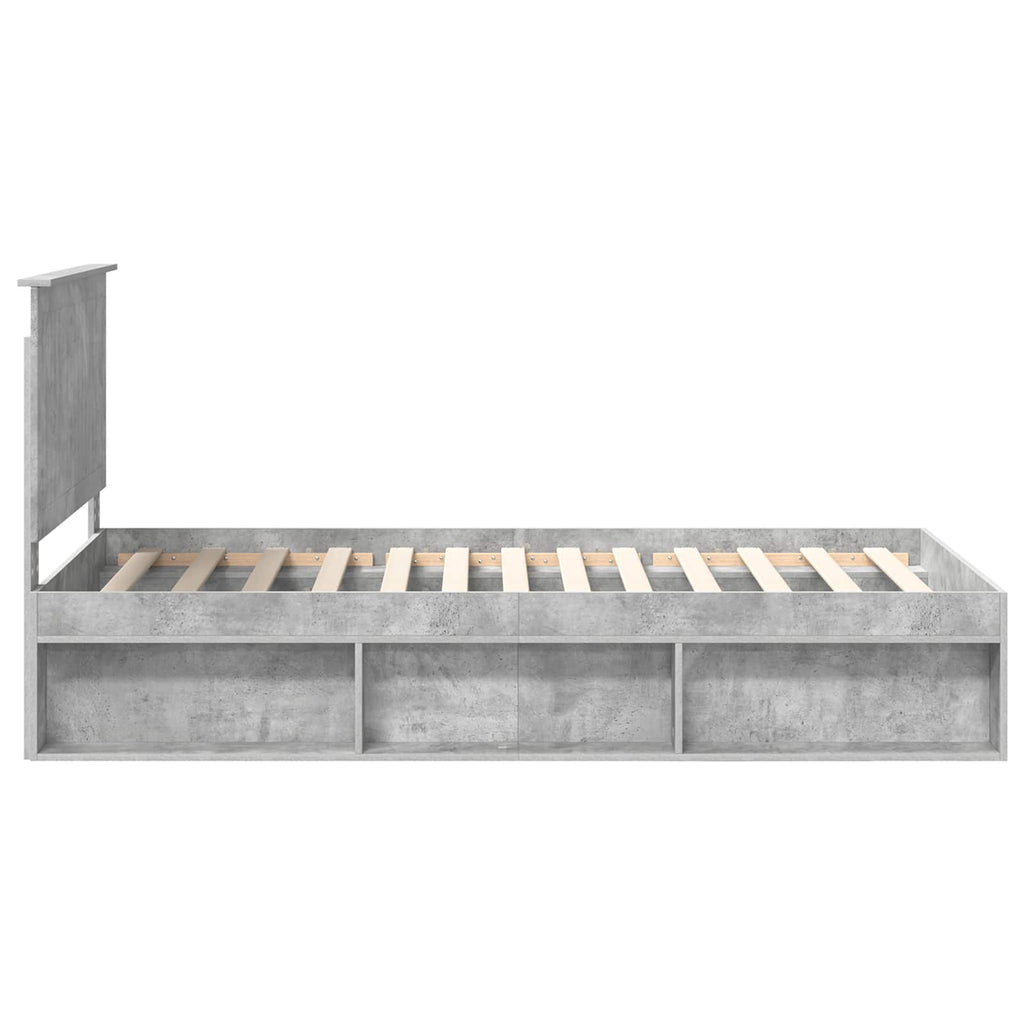 vidaXL Ramka łóżka Szary beton 100 x 200 cm Lite drewno sosnowe