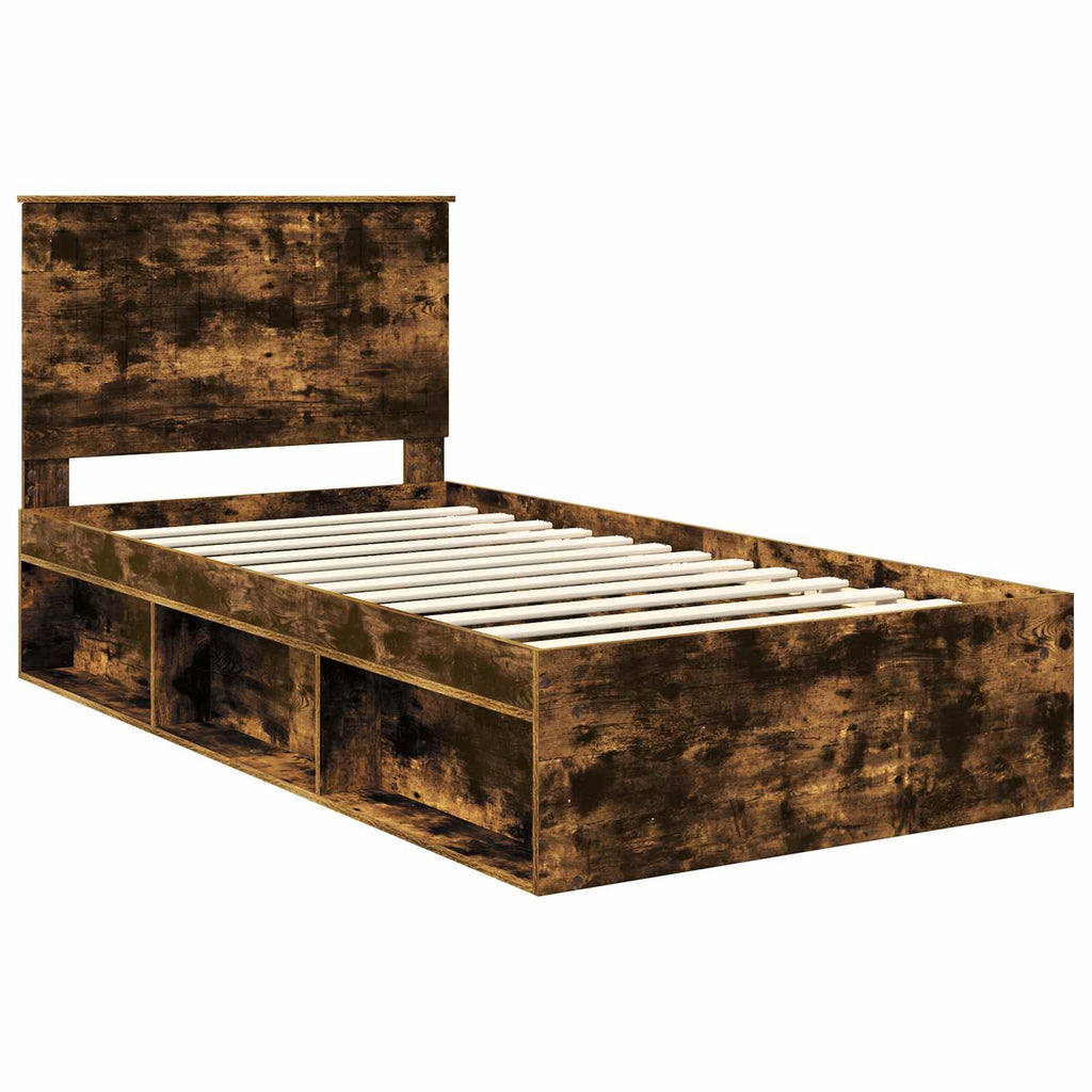 vidaXL Ramka łóżka Dąb wędzony 100 x 200 cm Lite drewno sosnowe