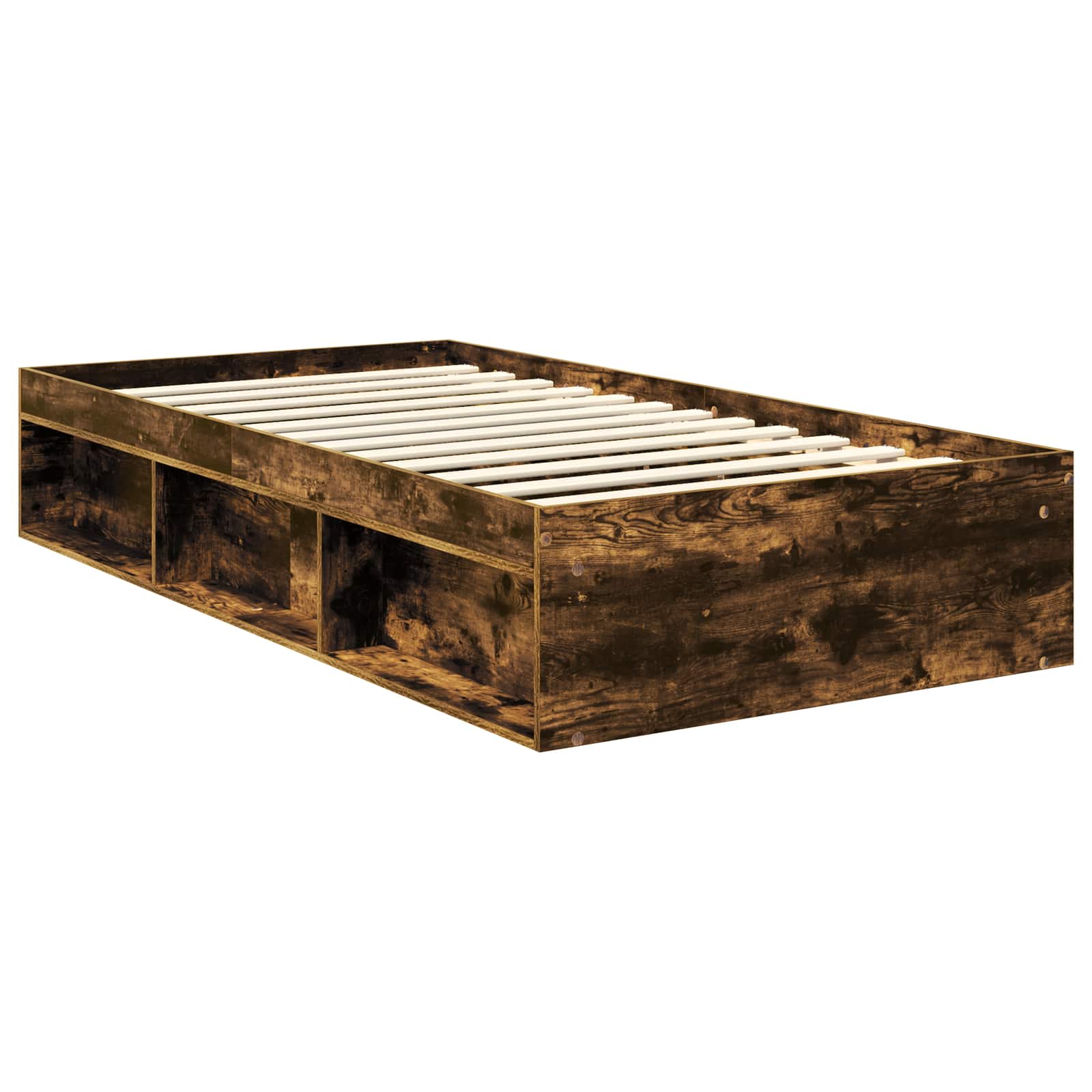vidaXL Ramka łóżka Dąb wędzony 100 x 200 cm Lite drewno sosnowe