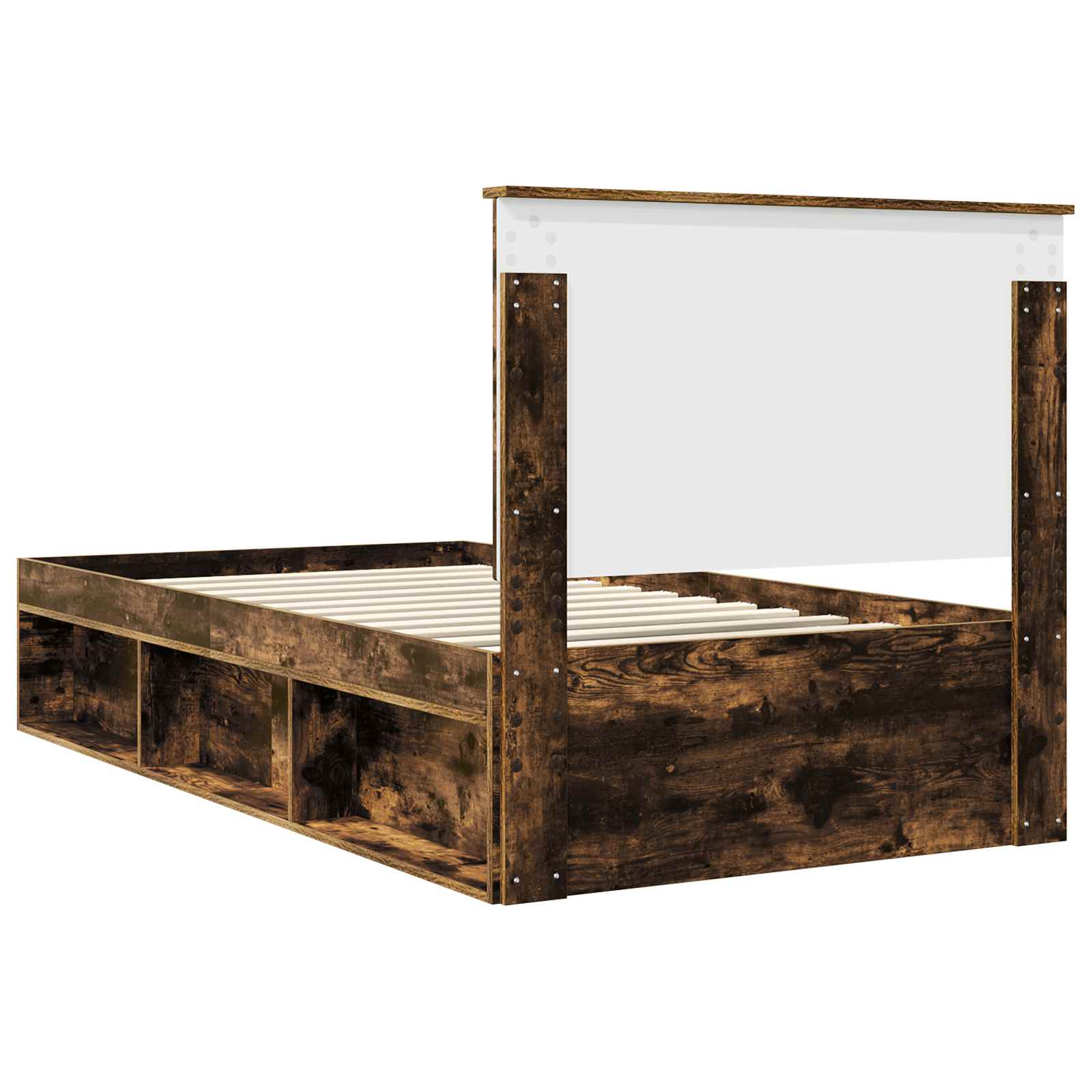 vidaXL Ramka łóżka Dąb wędzony 100 x 200 cm Lite drewno sosnowe