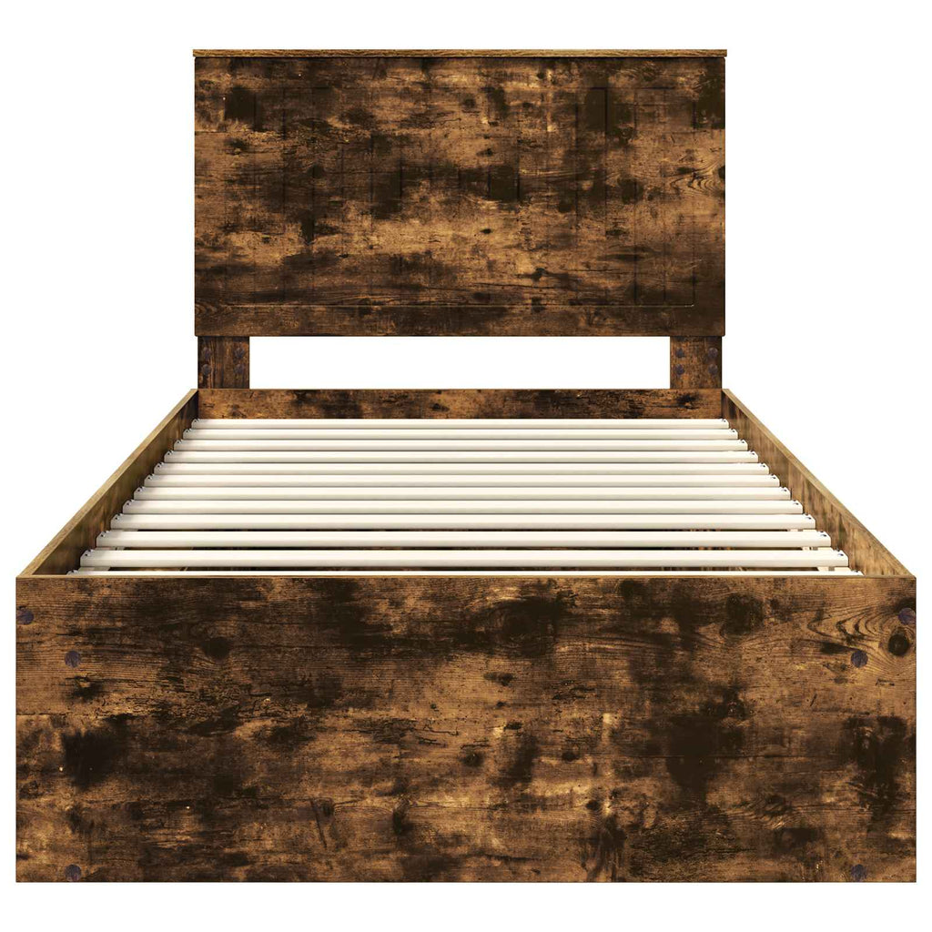 vidaXL Ramka łóżka Dąb wędzony 100 x 200 cm Lite drewno sosnowe