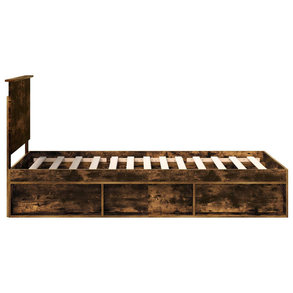 vidaXL Ramka łóżka Dąb wędzony 100 x 200 cm Lite drewno sosnowe