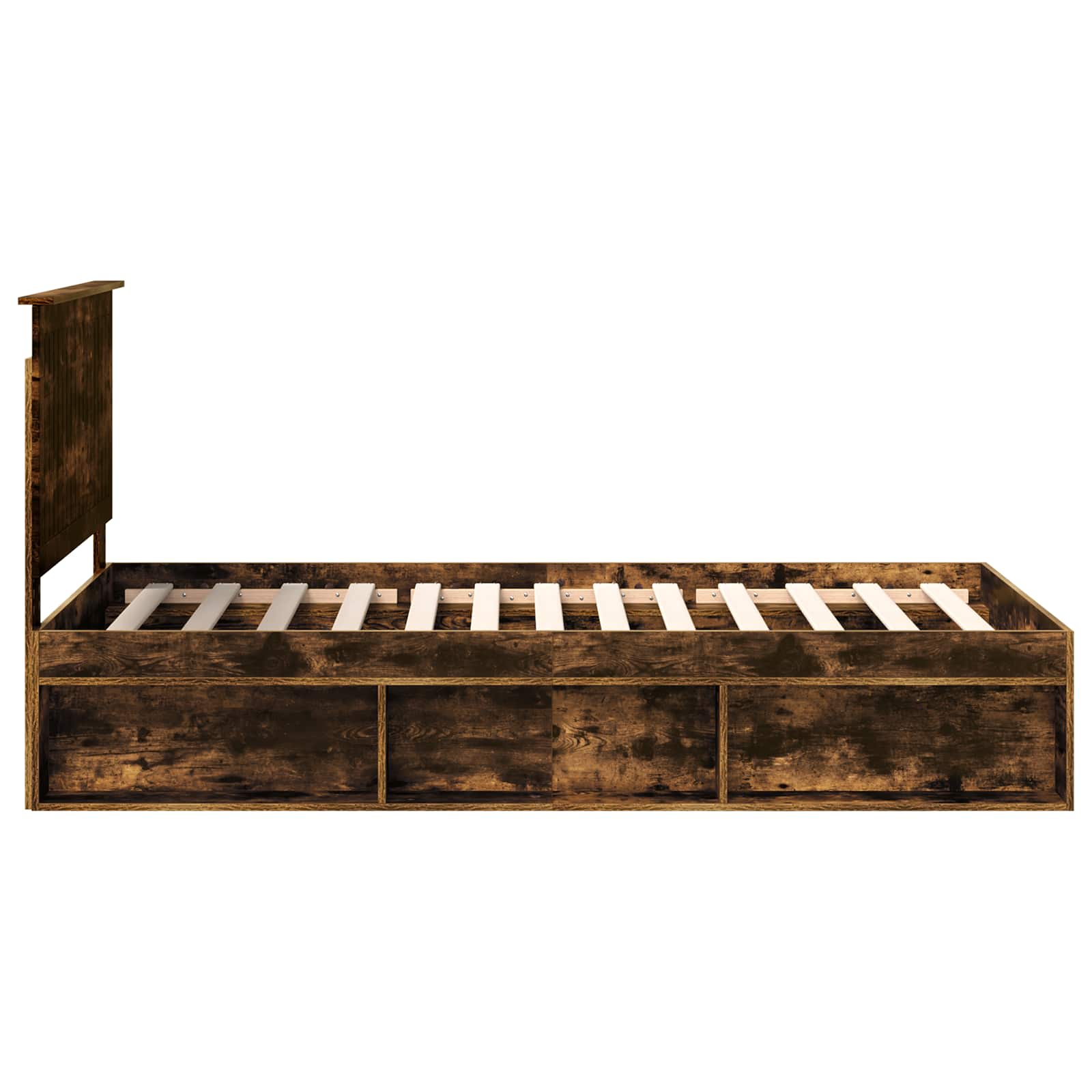 vidaXL Ramka łóżka Dąb wędzony 100 x 200 cm Lite drewno sosnowe