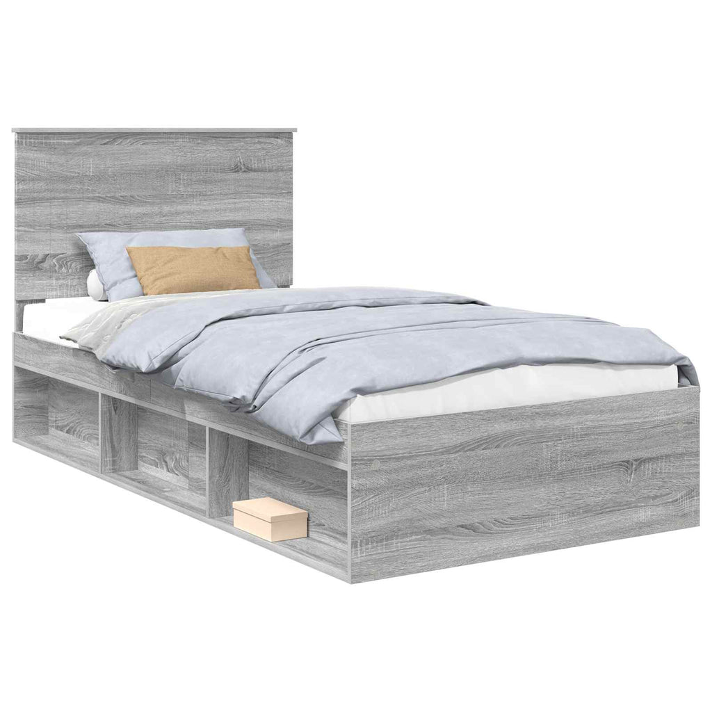 vidaXL Ramka łóżka Szary Sonoma 100 x 200 cm Lite drewno sosnowe