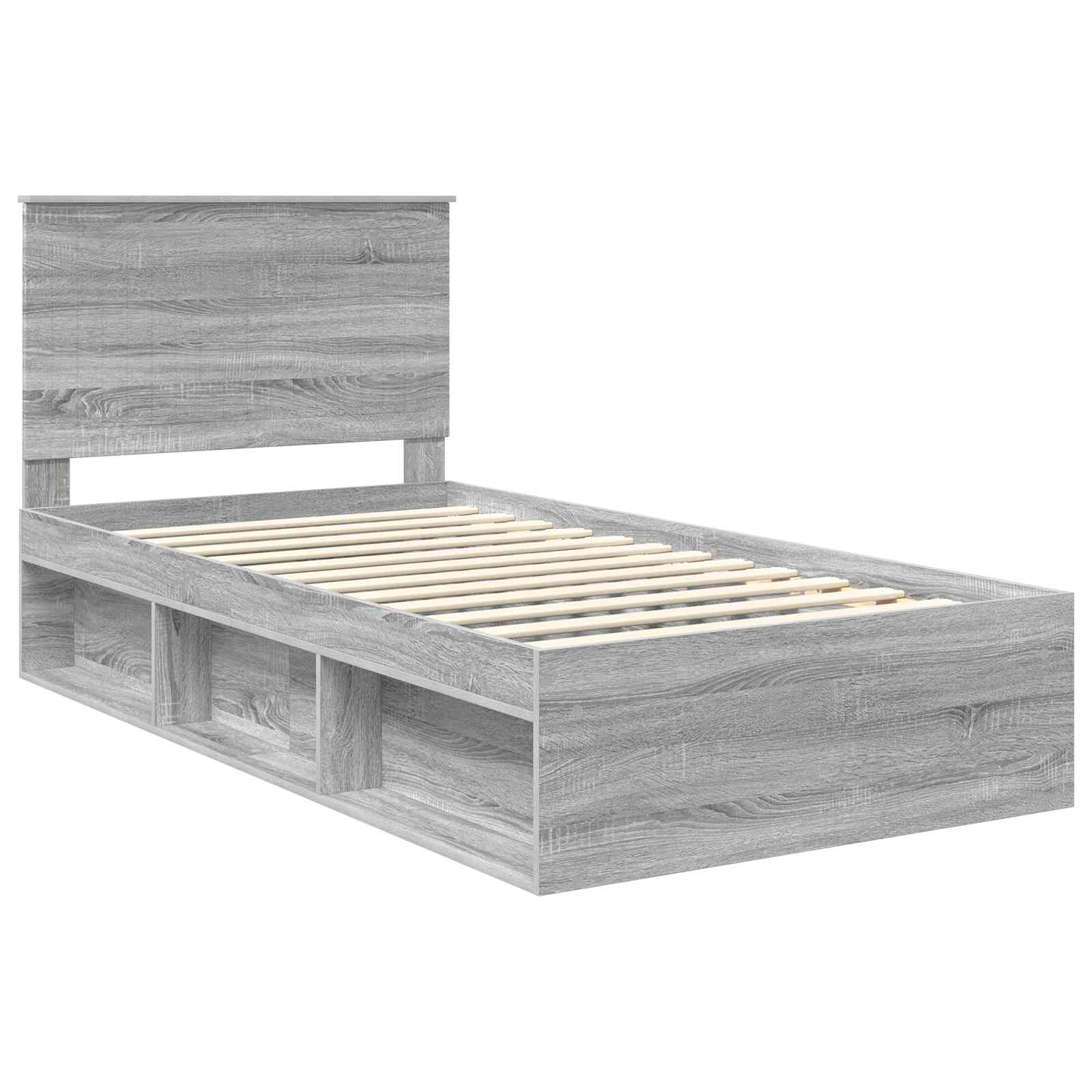 vidaXL Ramka łóżka Szary Sonoma 100 x 200 cm Lite drewno sosnowe