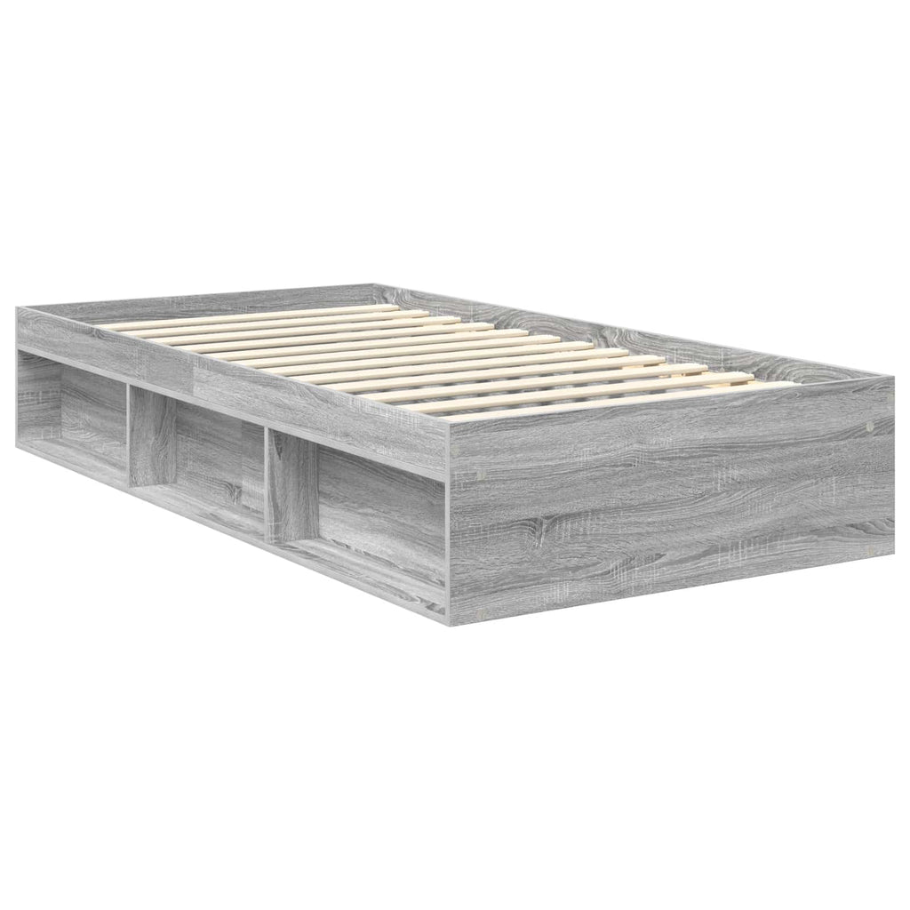 vidaXL Ramka łóżka Szary Sonoma 100 x 200 cm Lite drewno sosnowe