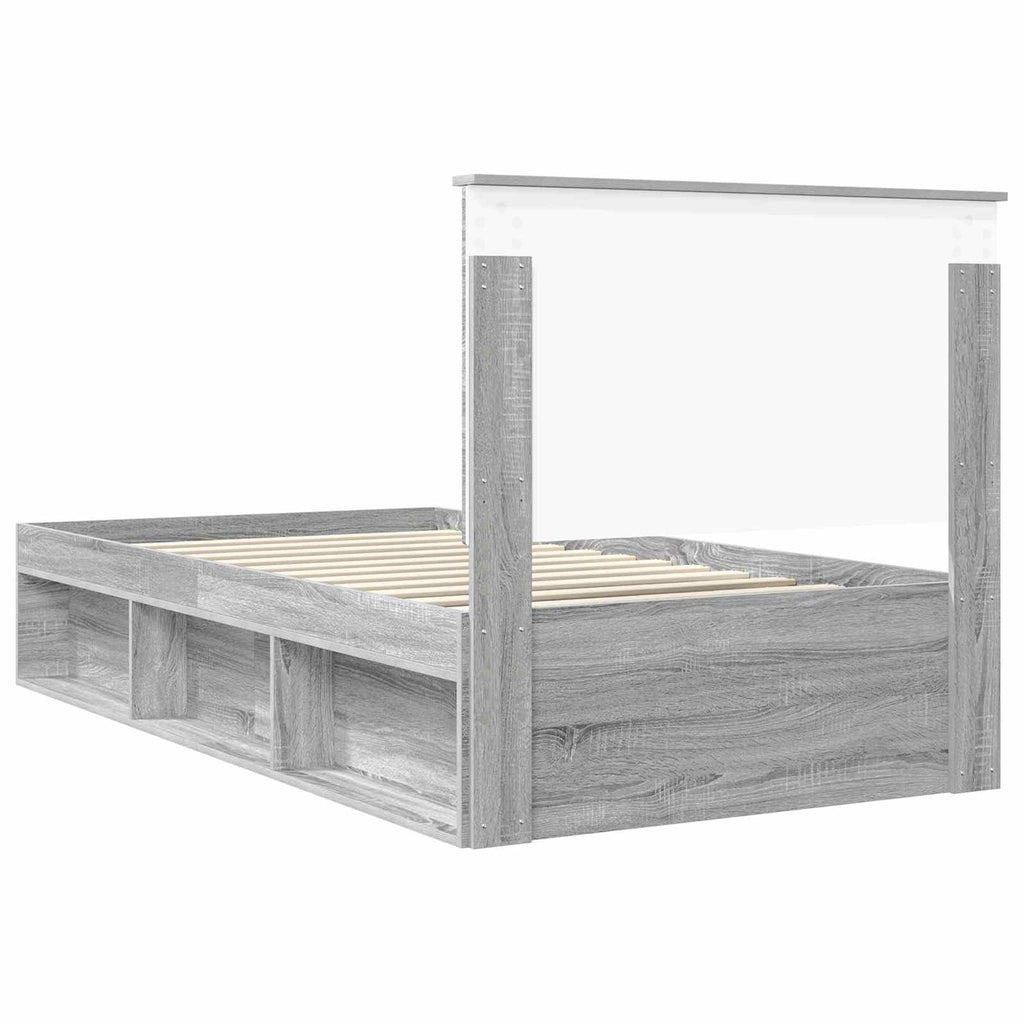 vidaXL Ramka łóżka Szary Sonoma 100 x 200 cm Lite drewno sosnowe