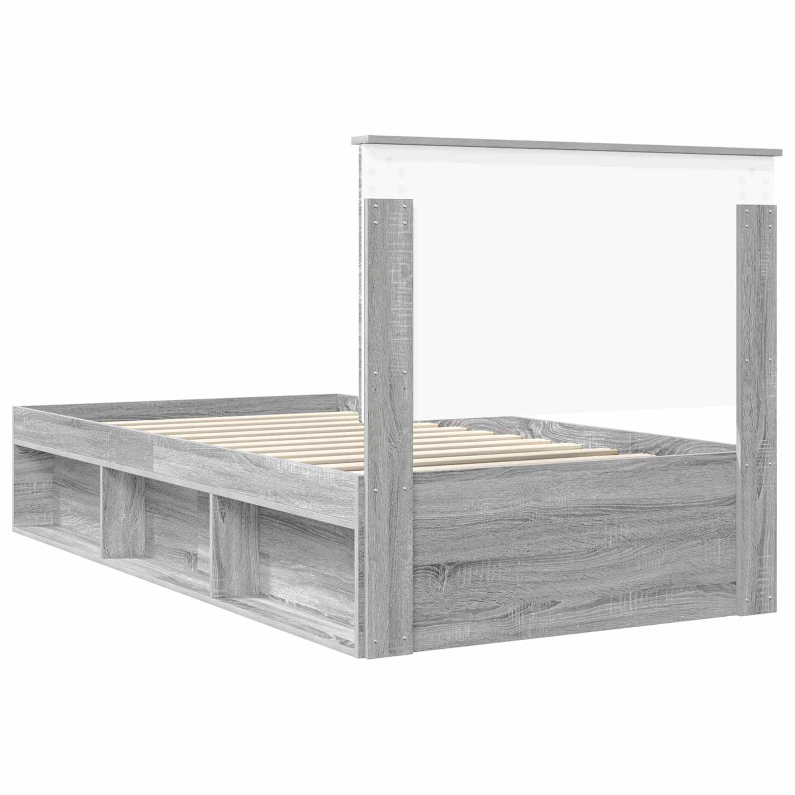 vidaXL Ramka łóżka Szary Sonoma 100 x 200 cm Lite drewno sosnowe
