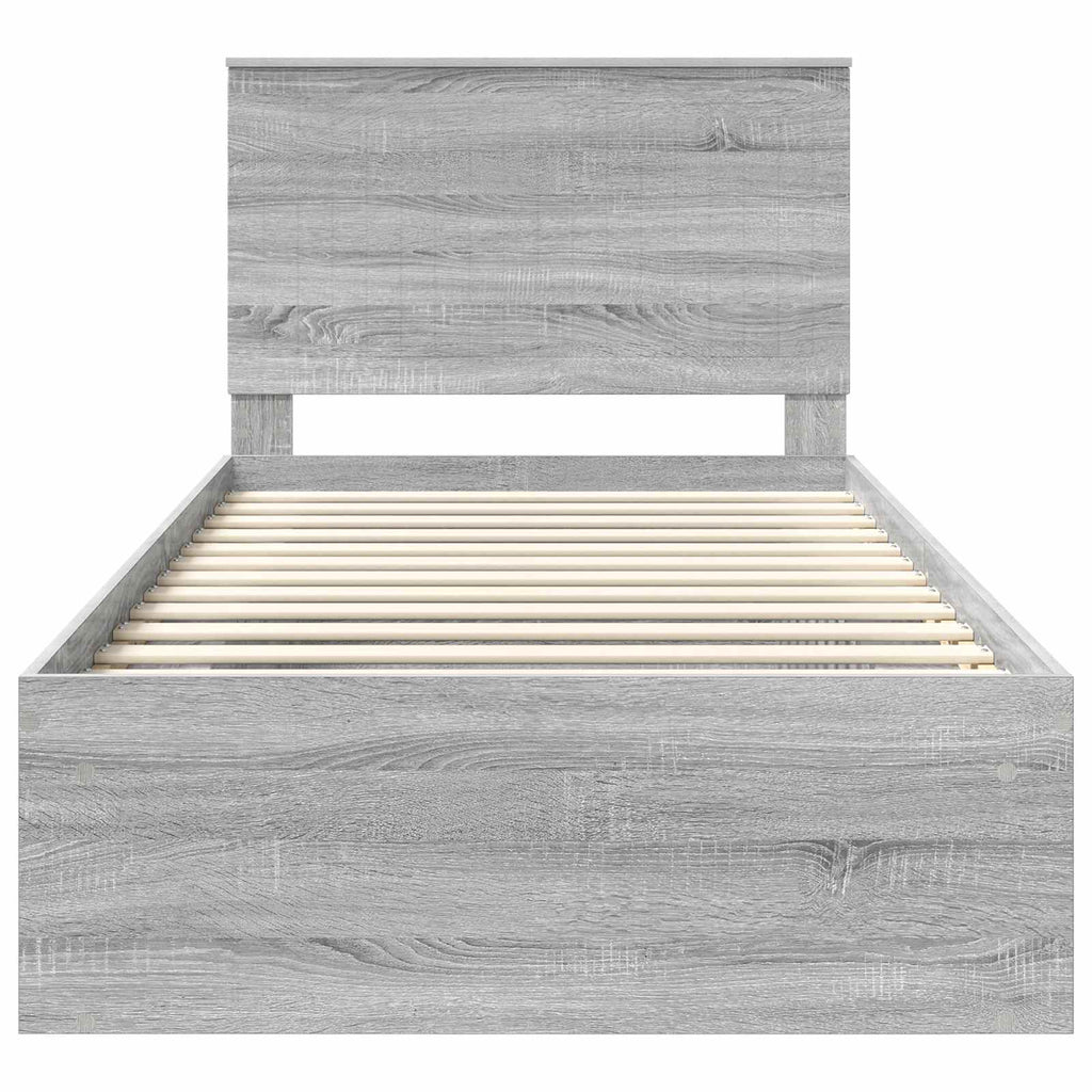 vidaXL Ramka łóżka Szary Sonoma 100 x 200 cm Lite drewno sosnowe