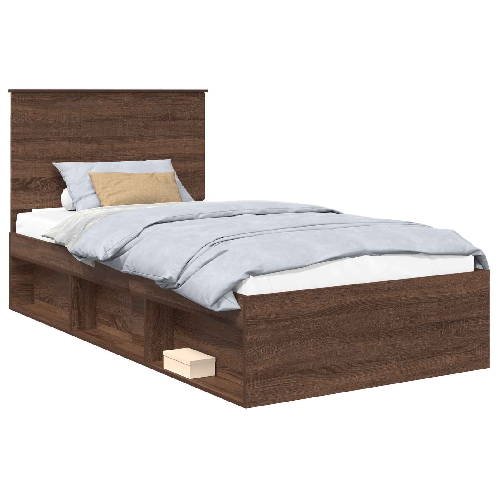 vidaXL Ramka łóżka Brązowy dąb 100 x 200 cm Lite drewno sosnowe