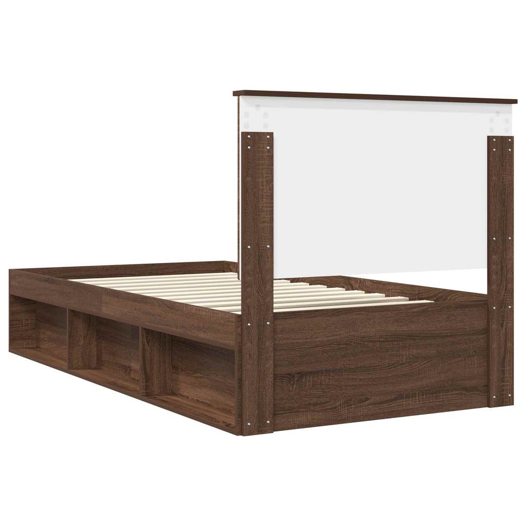 vidaXL Ramka łóżka Brązowy dąb 100 x 200 cm Lite drewno sosnowe