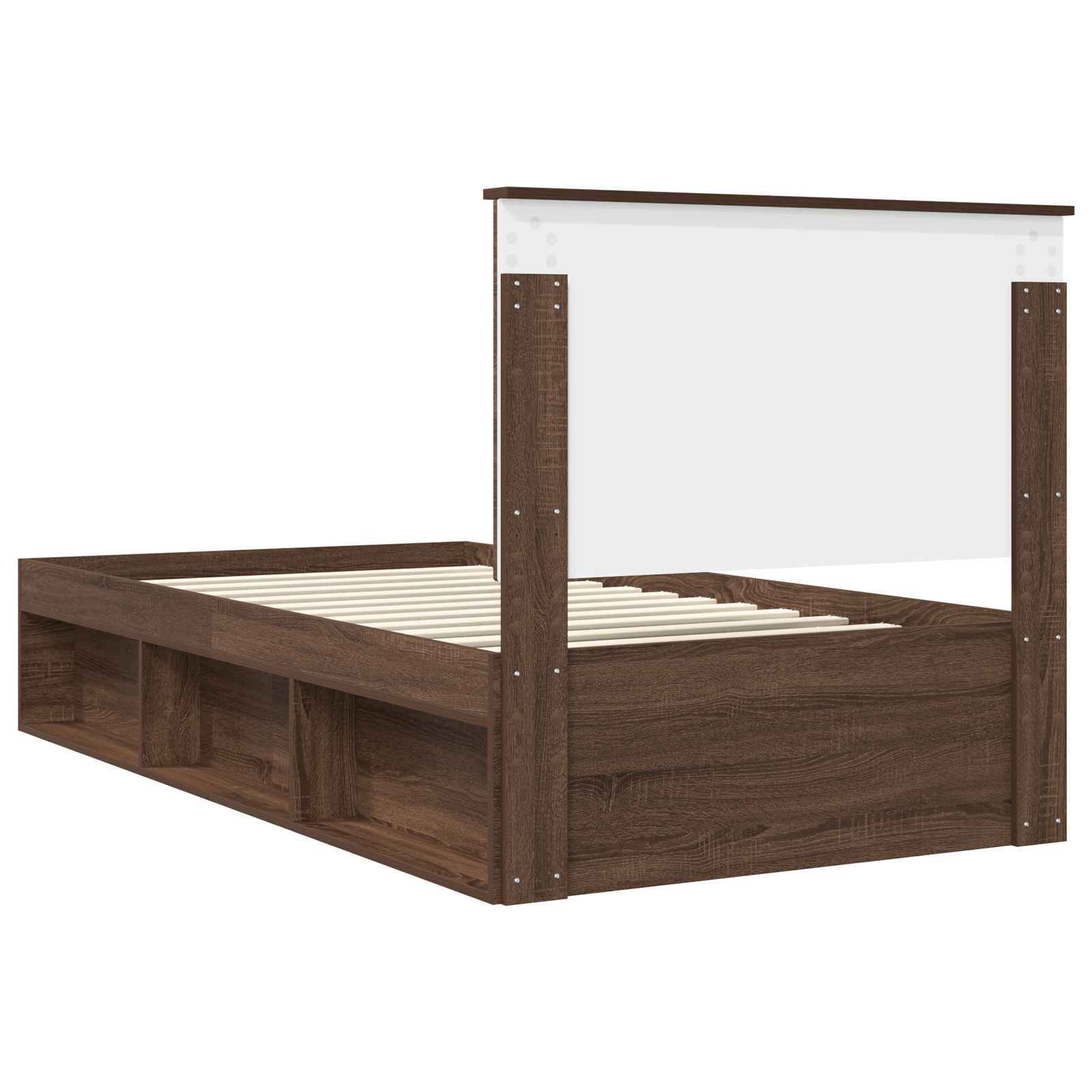 vidaXL Ramka łóżka Brązowy dąb 100 x 200 cm Lite drewno sosnowe