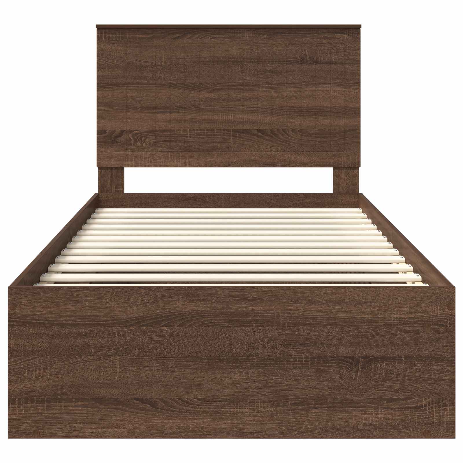 vidaXL Ramka łóżka Brązowy dąb 100 x 200 cm Lite drewno sosnowe