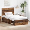 vidaXL Ramka łóżka Stare drewno 100 x 200 cm Lite drewno sosnowe