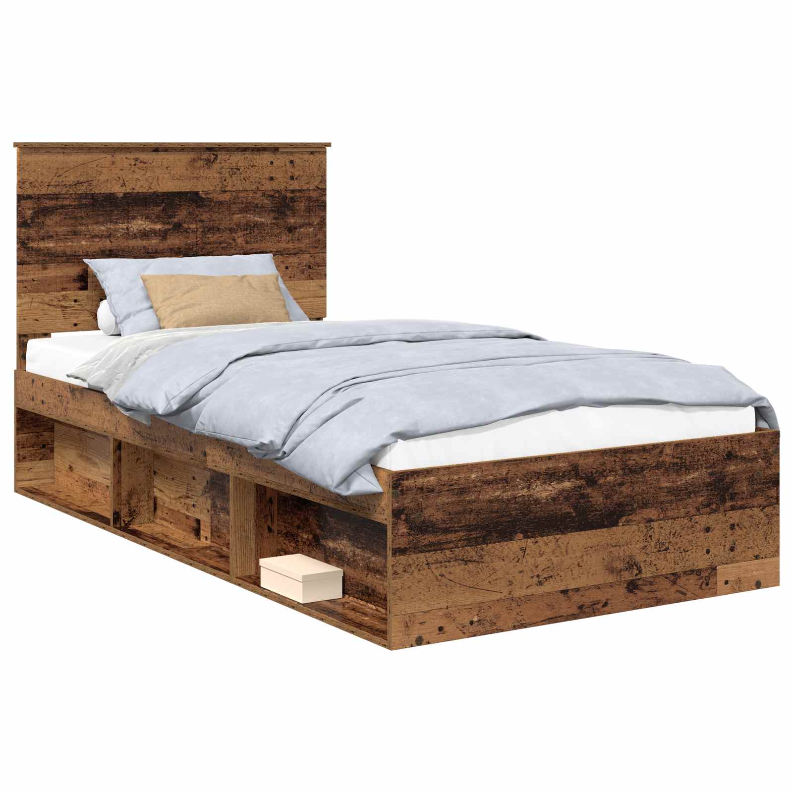 vidaXL Ramka łóżka Stare drewno 100 x 200 cm Lite drewno sosnowe