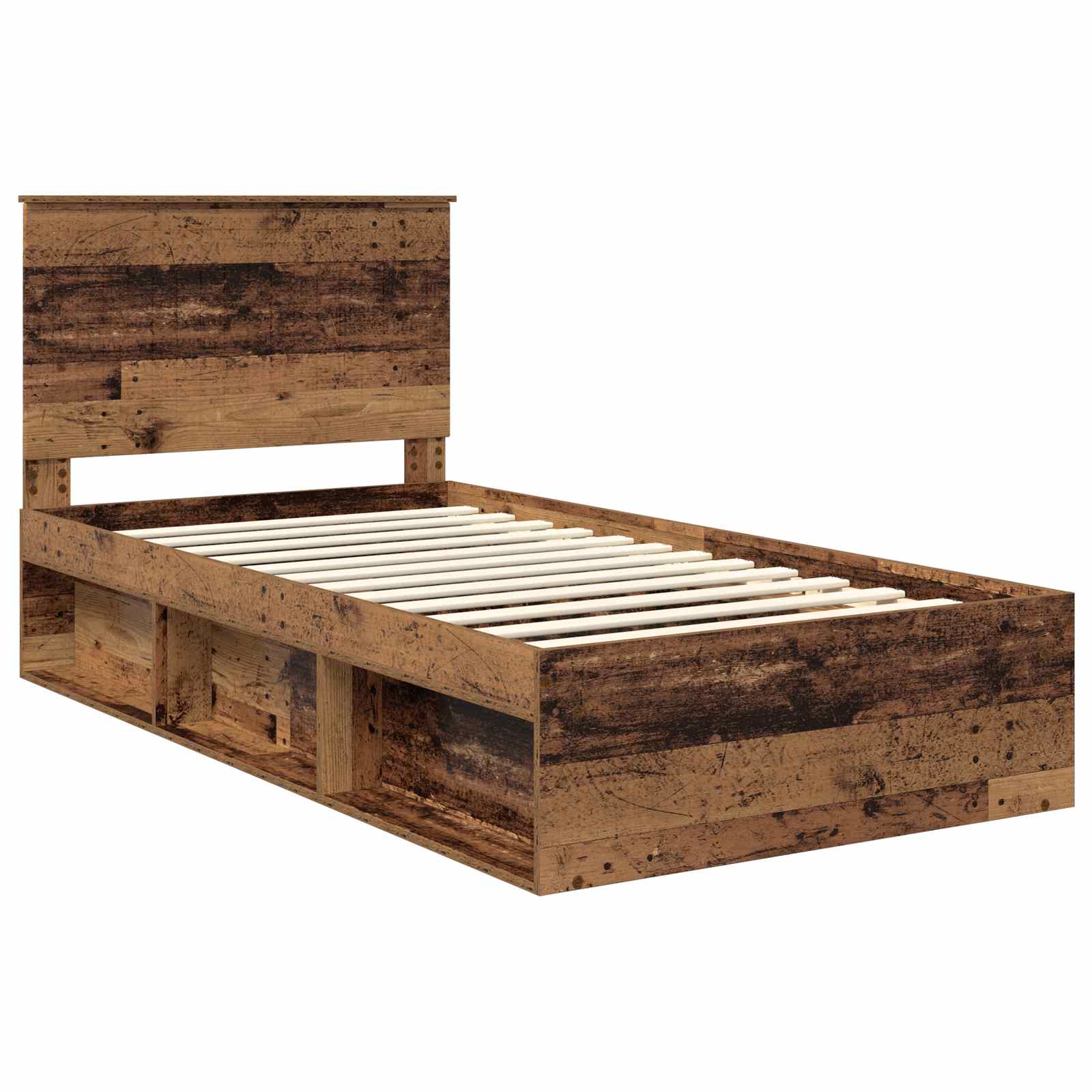 vidaXL Ramka łóżka Stare drewno 100 x 200 cm Lite drewno sosnowe