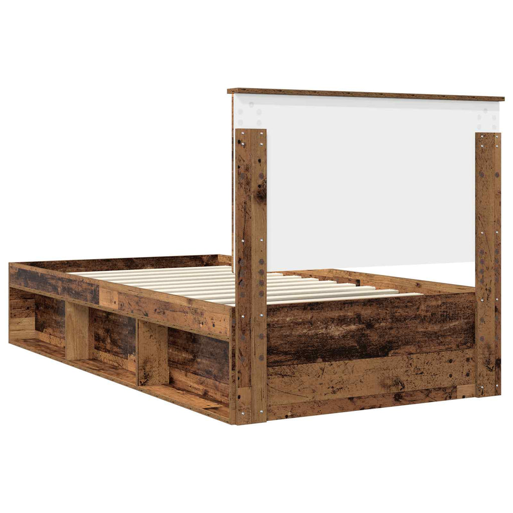 vidaXL Ramka łóżka Stare drewno 100 x 200 cm Lite drewno sosnowe
