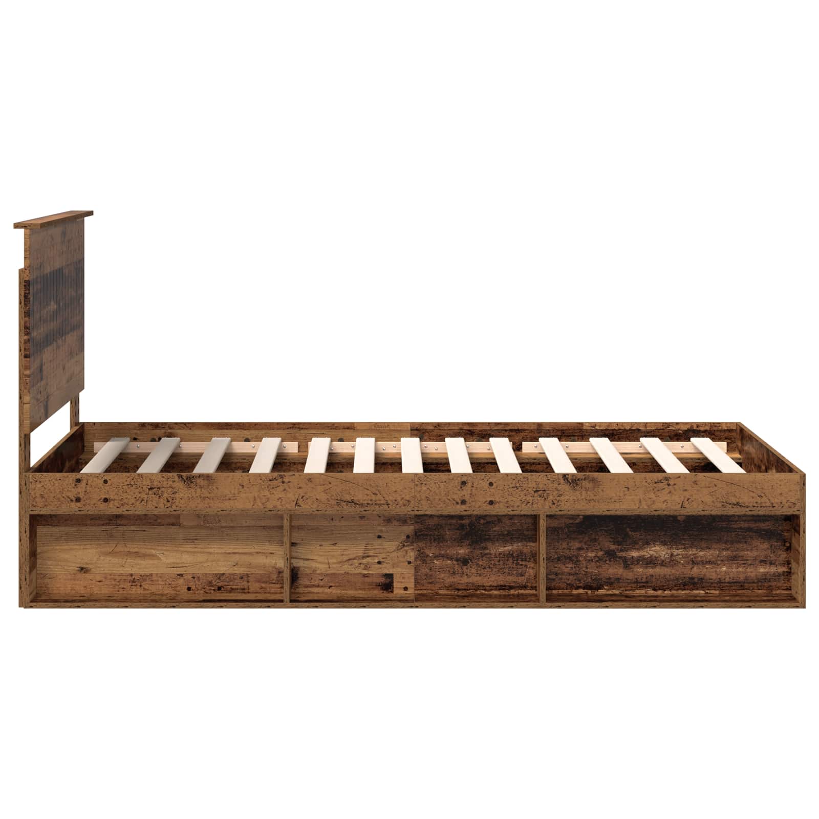 vidaXL Ramka łóżka Stare drewno 100 x 200 cm Lite drewno sosnowe