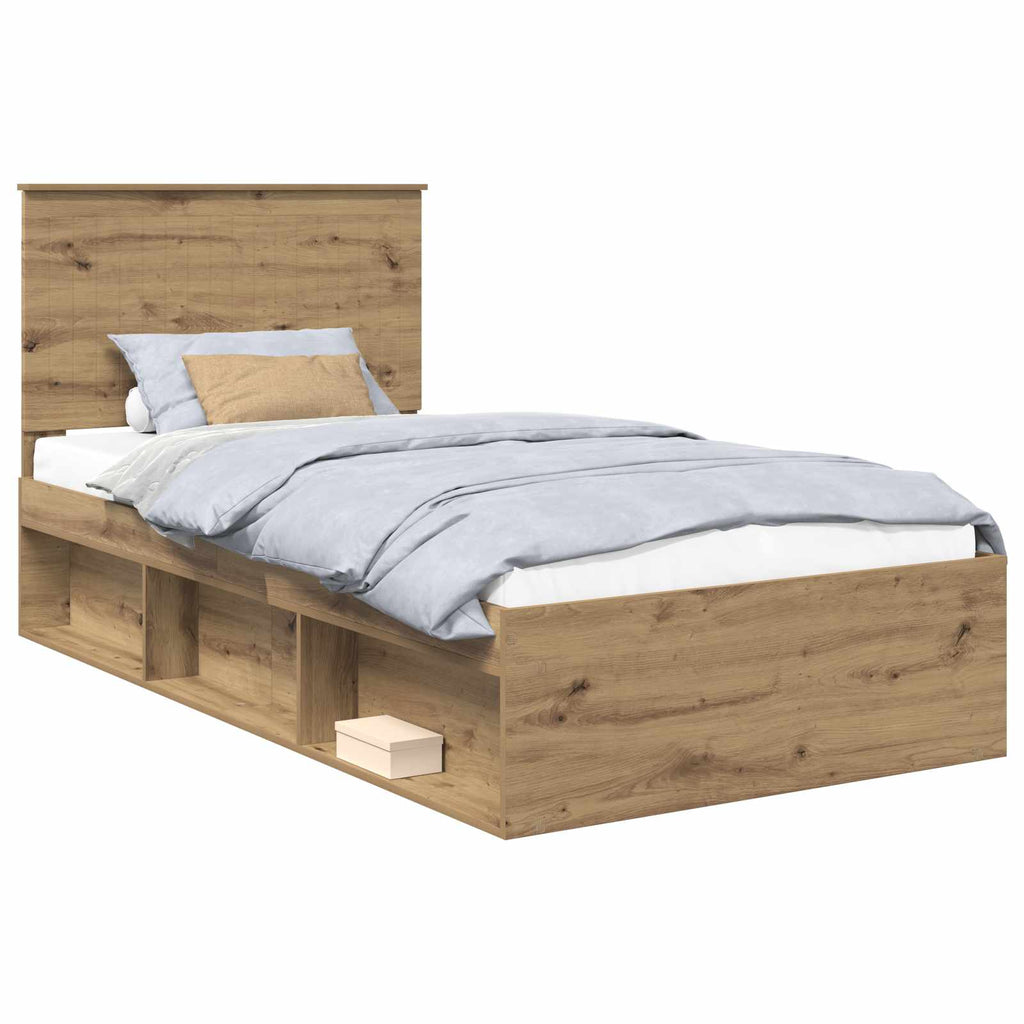 vidaXL Ramka łóżka Dąb rzemieślniczy 100 x 200 cm Lite drewno sosnowe