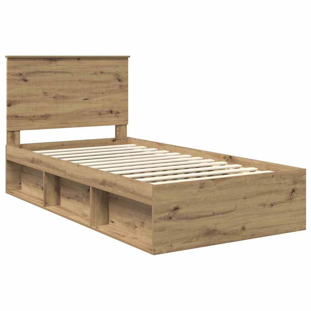 vidaXL Ramka łóżka Dąb rzemieślniczy 100 x 200 cm Lite drewno sosnowe