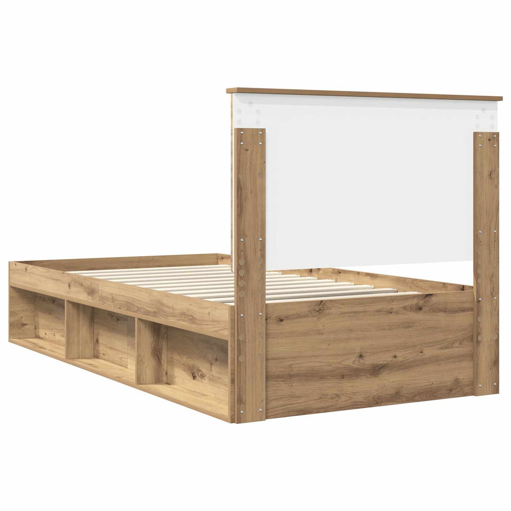 vidaXL Ramka łóżka Dąb rzemieślniczy 100 x 200 cm Lite drewno sosnowe