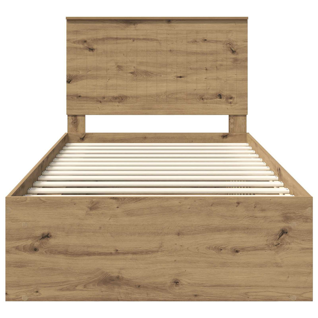 vidaXL Ramka łóżka Dąb rzemieślniczy 100 x 200 cm Lite drewno sosnowe