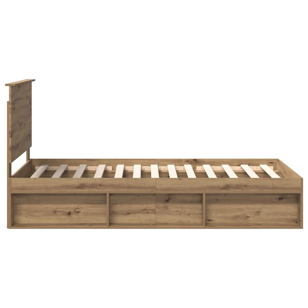 vidaXL Ramka łóżka Dąb rzemieślniczy 100 x 200 cm Lite drewno sosnowe