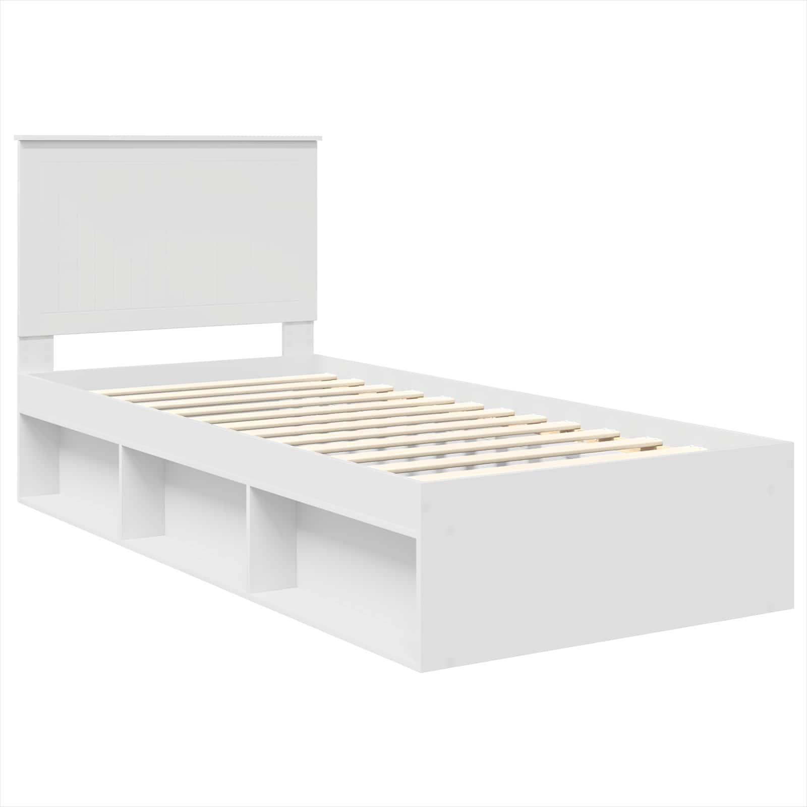 vidaXL Ramka łóżka Z zagłówkiem Biały 90 x 200 cm Lite drewno sosnowe