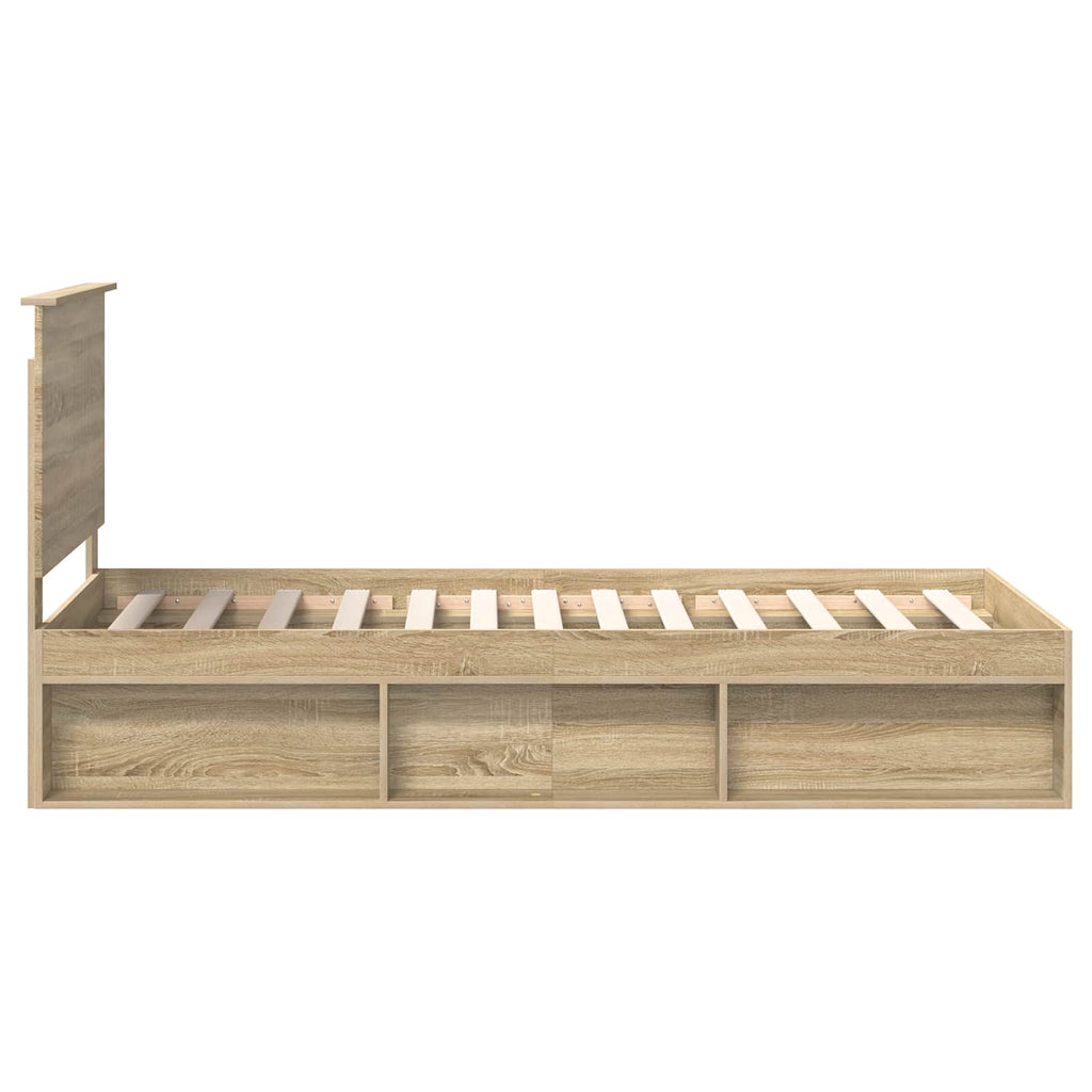 vidaXL Ramka łóżka Dąb Sonoma 90 x 190 cm Lite drewno sosnowe