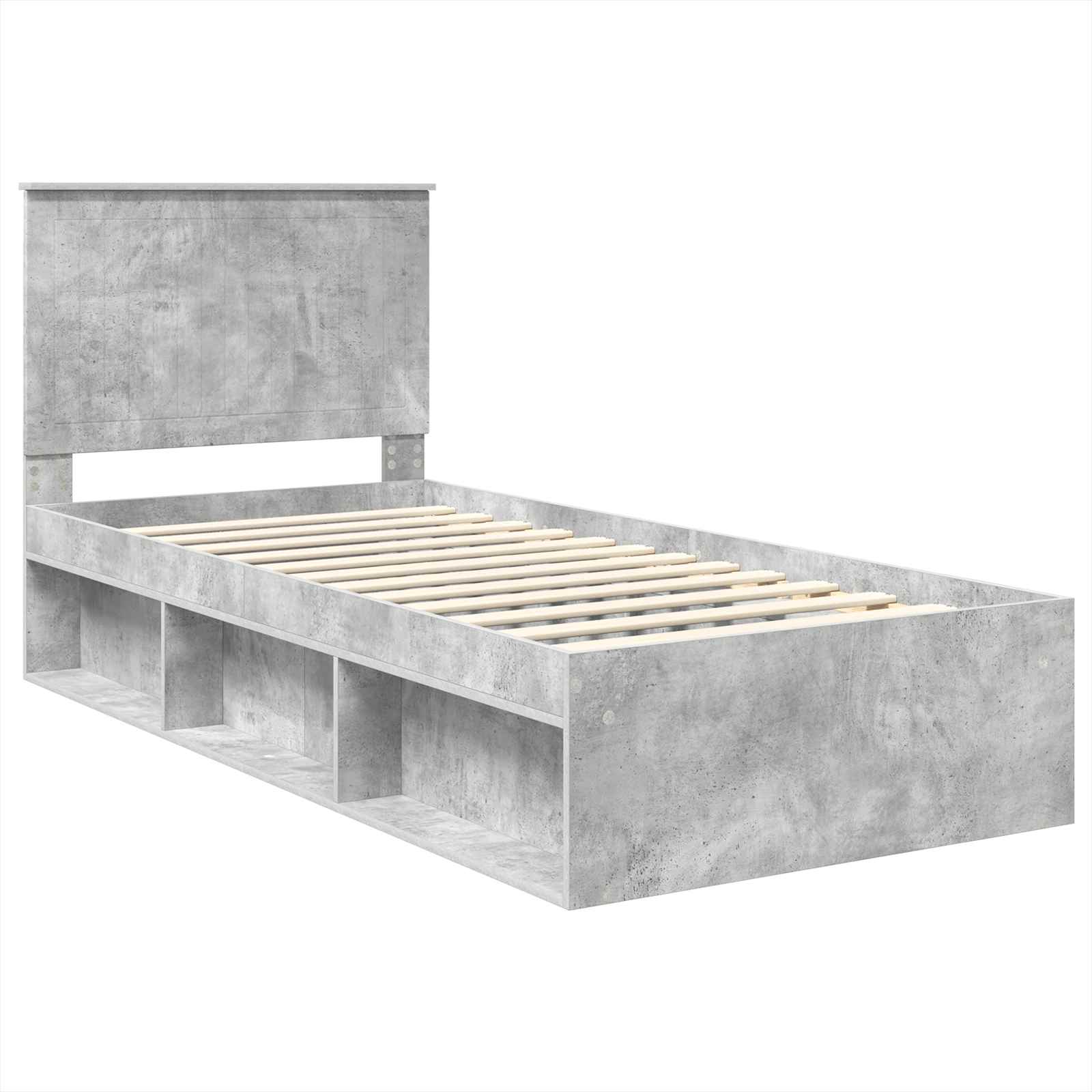 vidaXL Ramka łóżka Betonowy 90 x 200 cm Lite drewno sosnowe