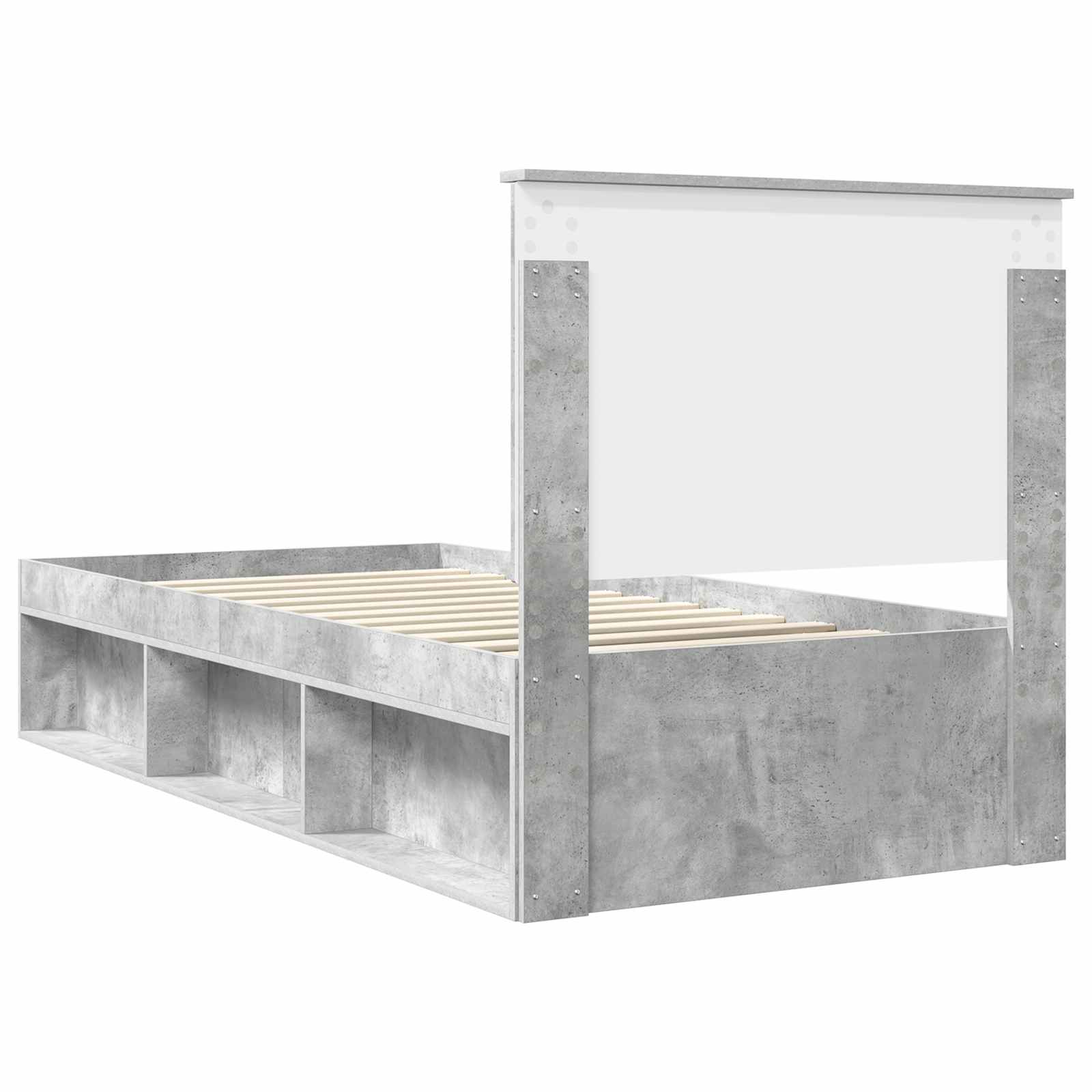 vidaXL Ramka łóżka Betonowy 90 x 200 cm Lite drewno sosnowe