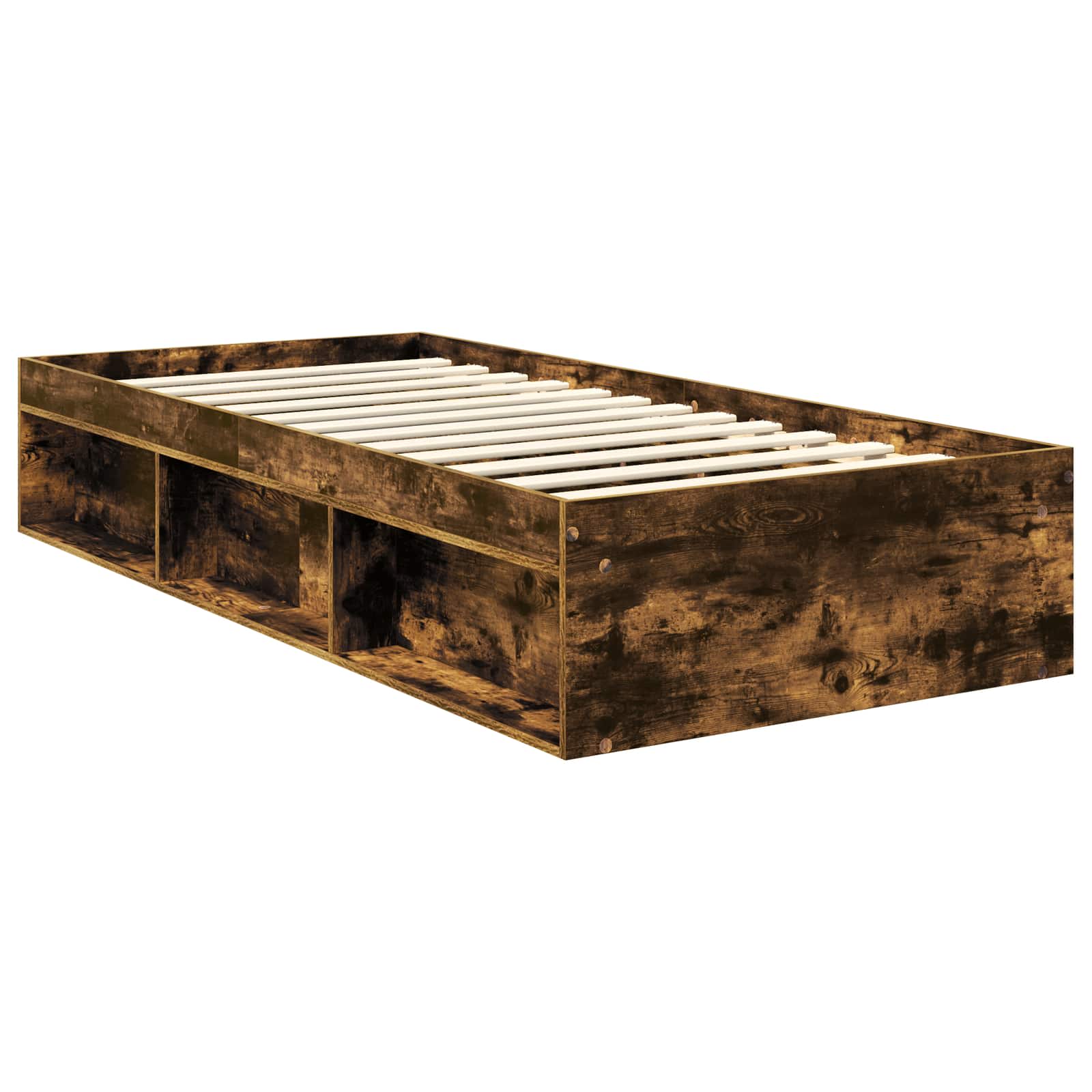 vidaXL Ramka łóżka Dąb wędzony 90 x 200 cm Lite drewno sosnowe